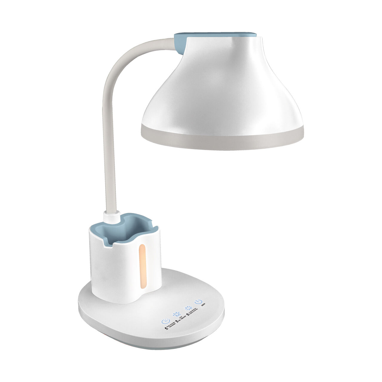 LED Tischleuchte Kinder Weiß Touch Dimmer 40 cm Stiftehalter Lampe, Tischlampe, Lampenschirm