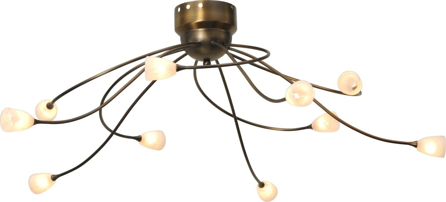 Moderne LED Sparlampe mit Glasschirm Braun rustikal