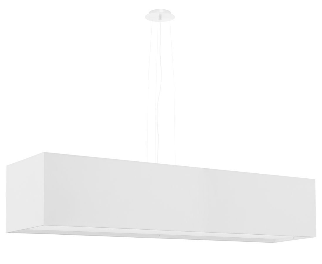 Hängelampe Stoff Glas Weiß 120 cm breit blendarm 5x E27