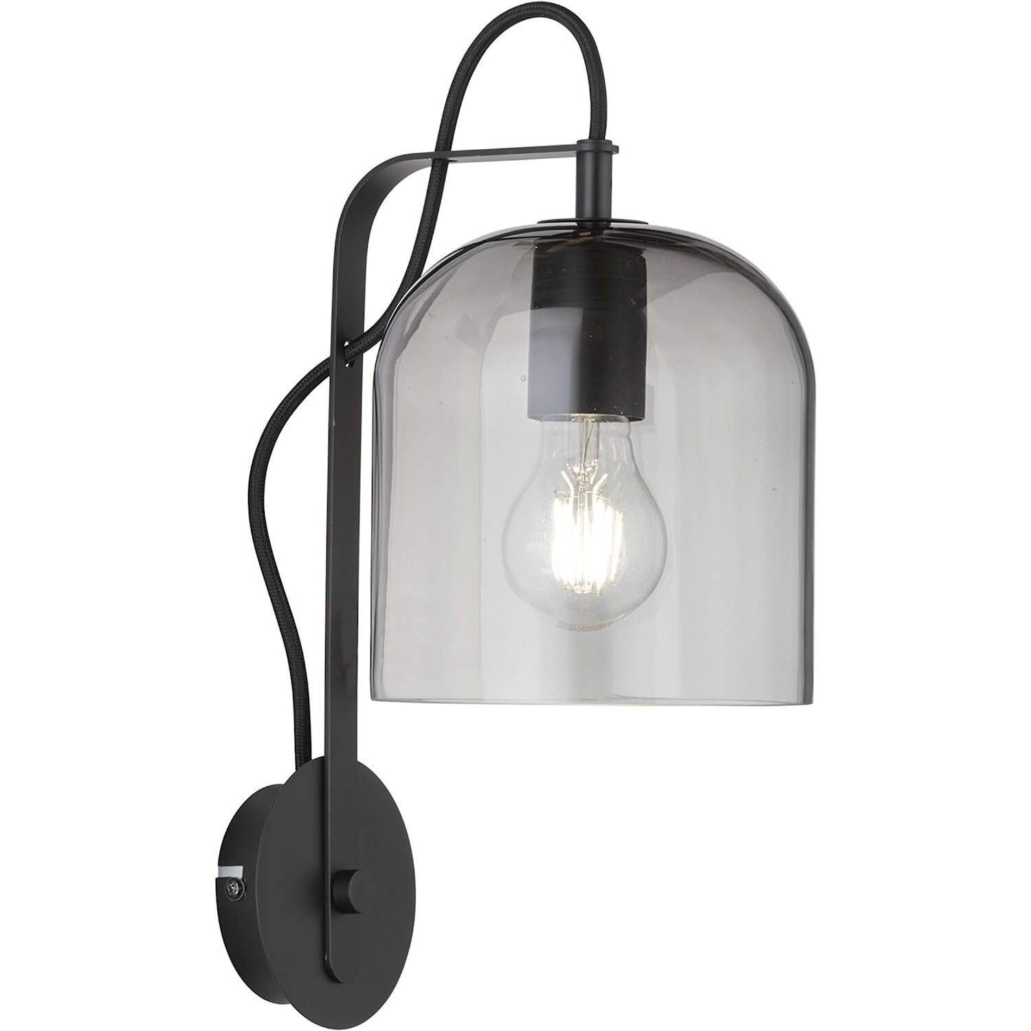 Wandlampe Schwarz Metall Glas Modern E27 VASYA