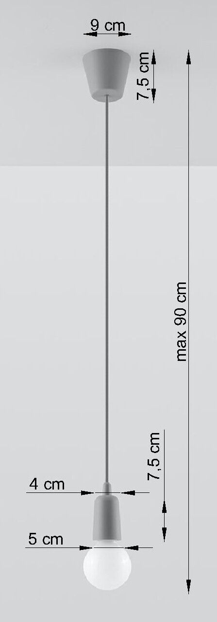Retro Hängelampe Grau verstellbar bis 90cm für E27