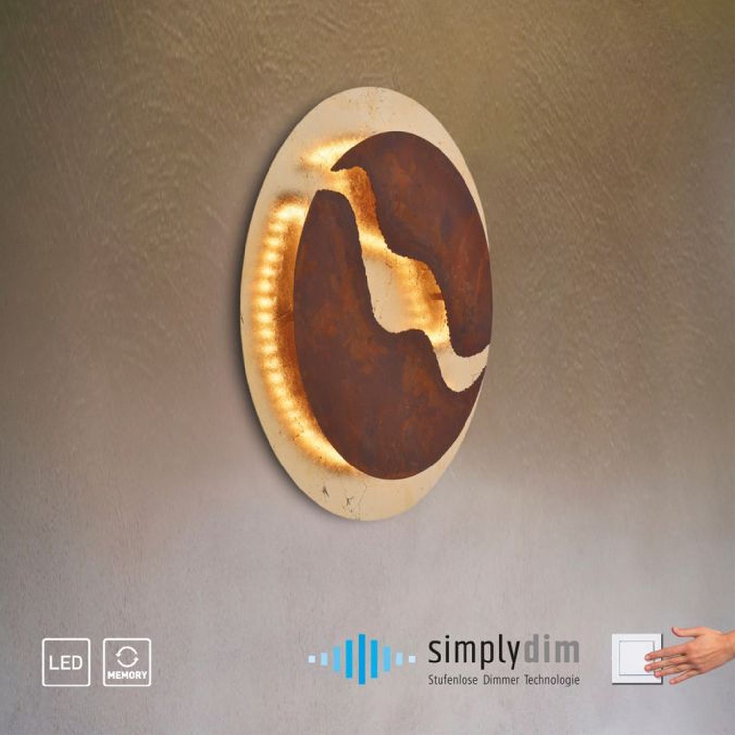 LED Deckenleuchte dimmbar Rostbraun Gold Ø50 cm 3000 K LED Deckenleuchte dimmbar Rostbraun Gold Ø50 cm 3000 K