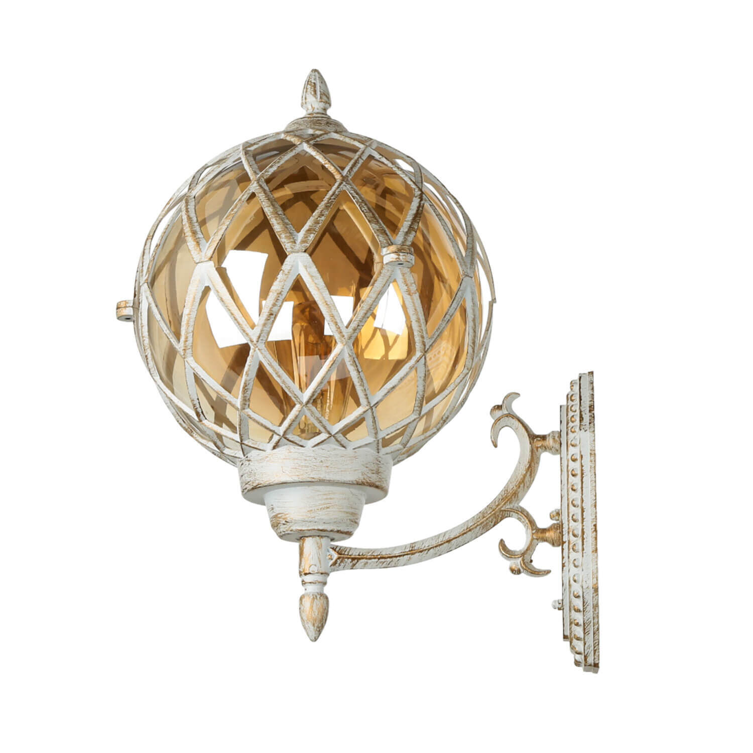 XL Außenleuchte Weiß Gold IP44 Vintage Kugel Schirm Leuchte, Lampe