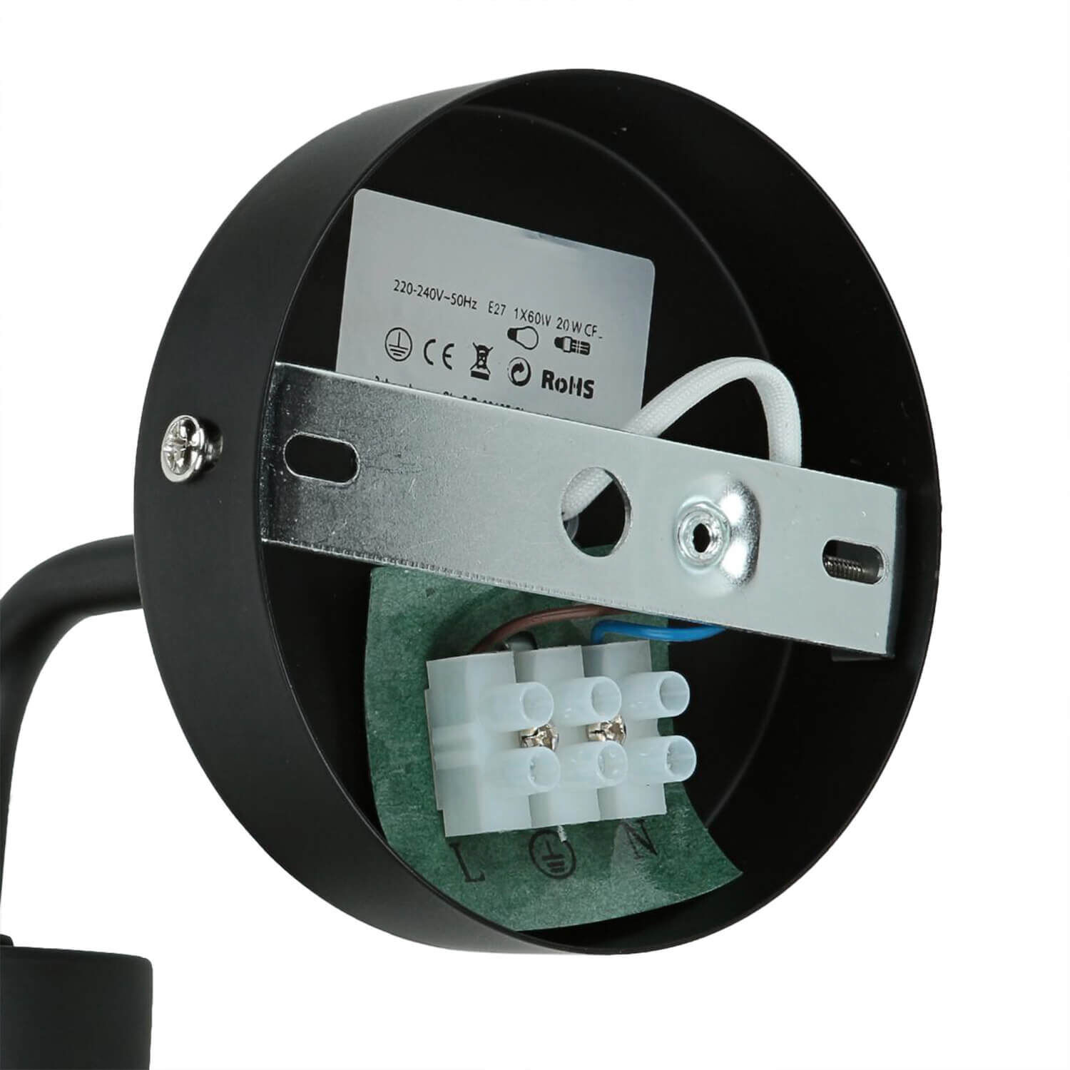 Wandlampe Glas Kugel Schirm Grau Schwarz KANZENE