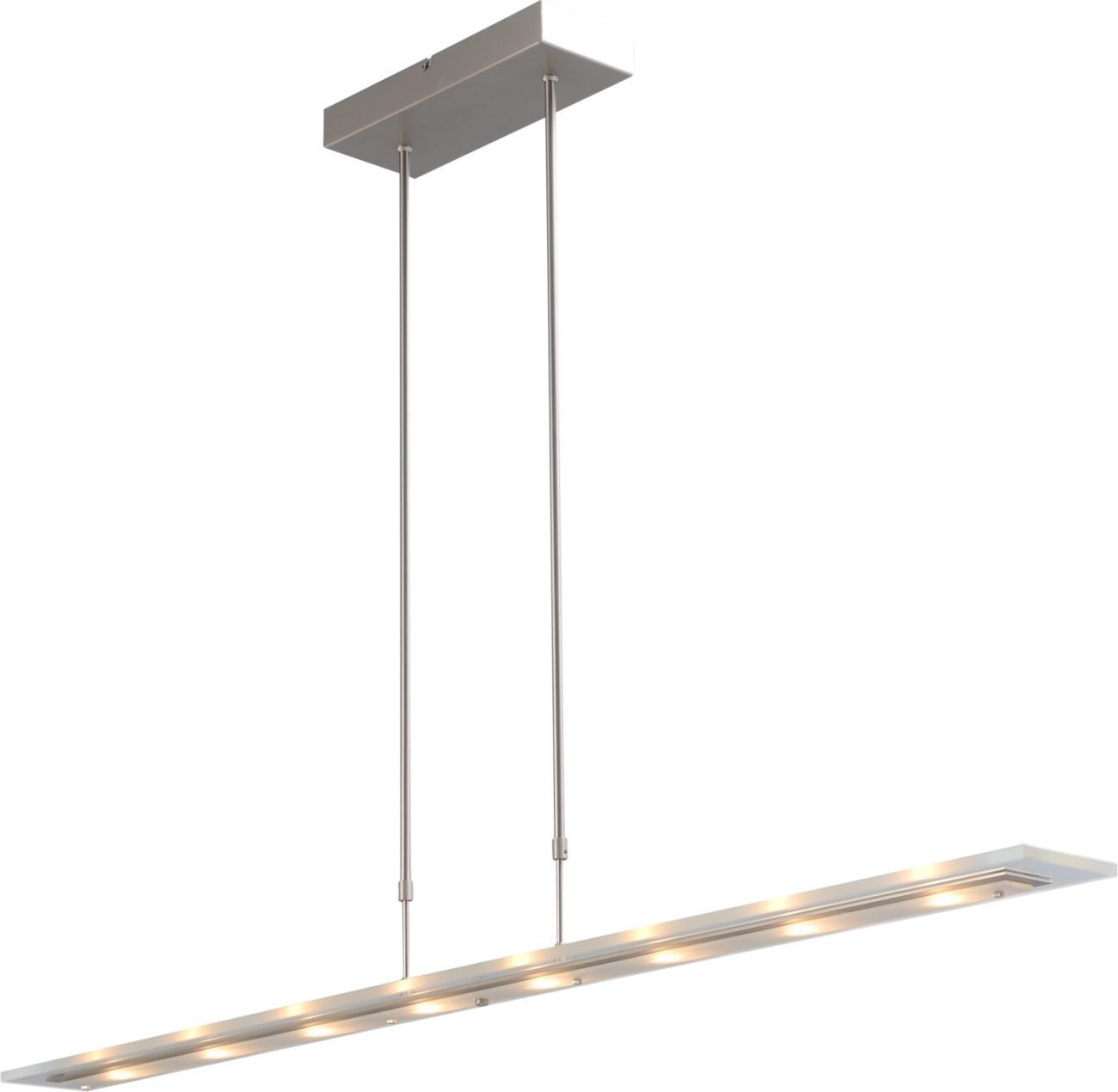 Dimmbare LED Pendelleuchte Glasschirm Nickel matt