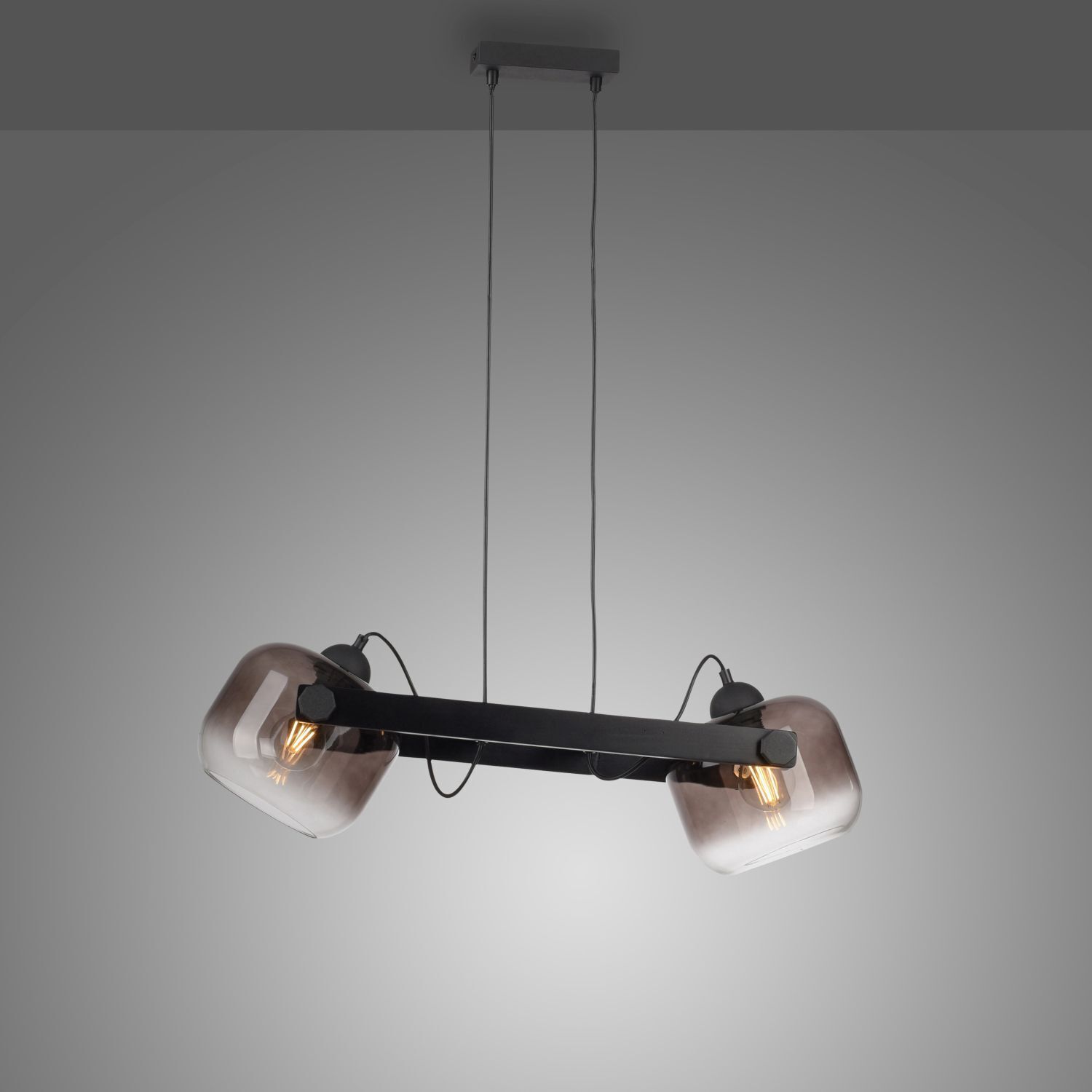 Hängelampe Glas Metall E27 68 cm 2-flammig schwenkbar Leuchte, Kronleuchter, Lampe, Deckenleuchte
