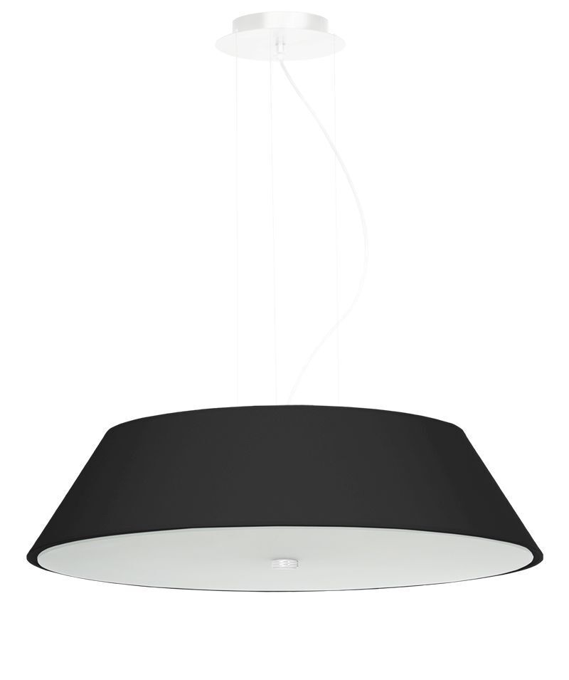 Schwarze Hängelampe Stoff Glas rund Ø 60 cm Modern 5x E27