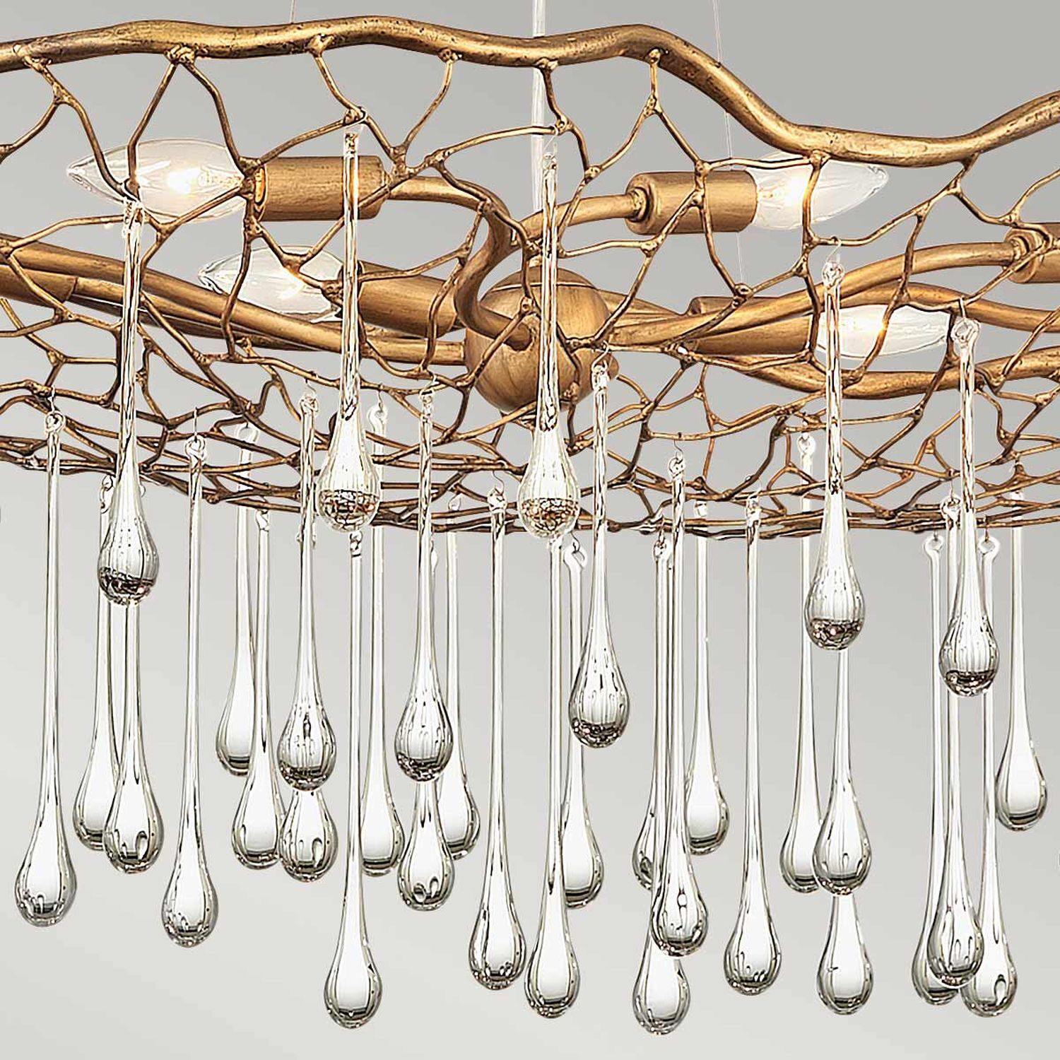 Hängeleuchte Kristall Metall 106,7 cm lang in Gold 8x E14