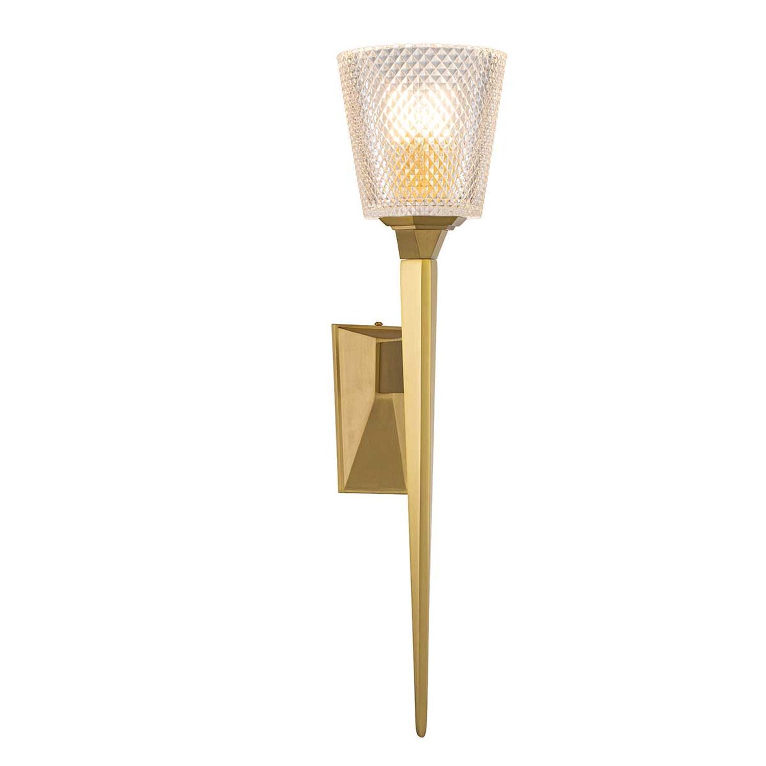 Wandleuchte Bad LED G9 IP44 50,6 cm hoch Messing Glas 3000 K Wandleuchte, Wandlampe, Gold, Glas-Schirm, elegant