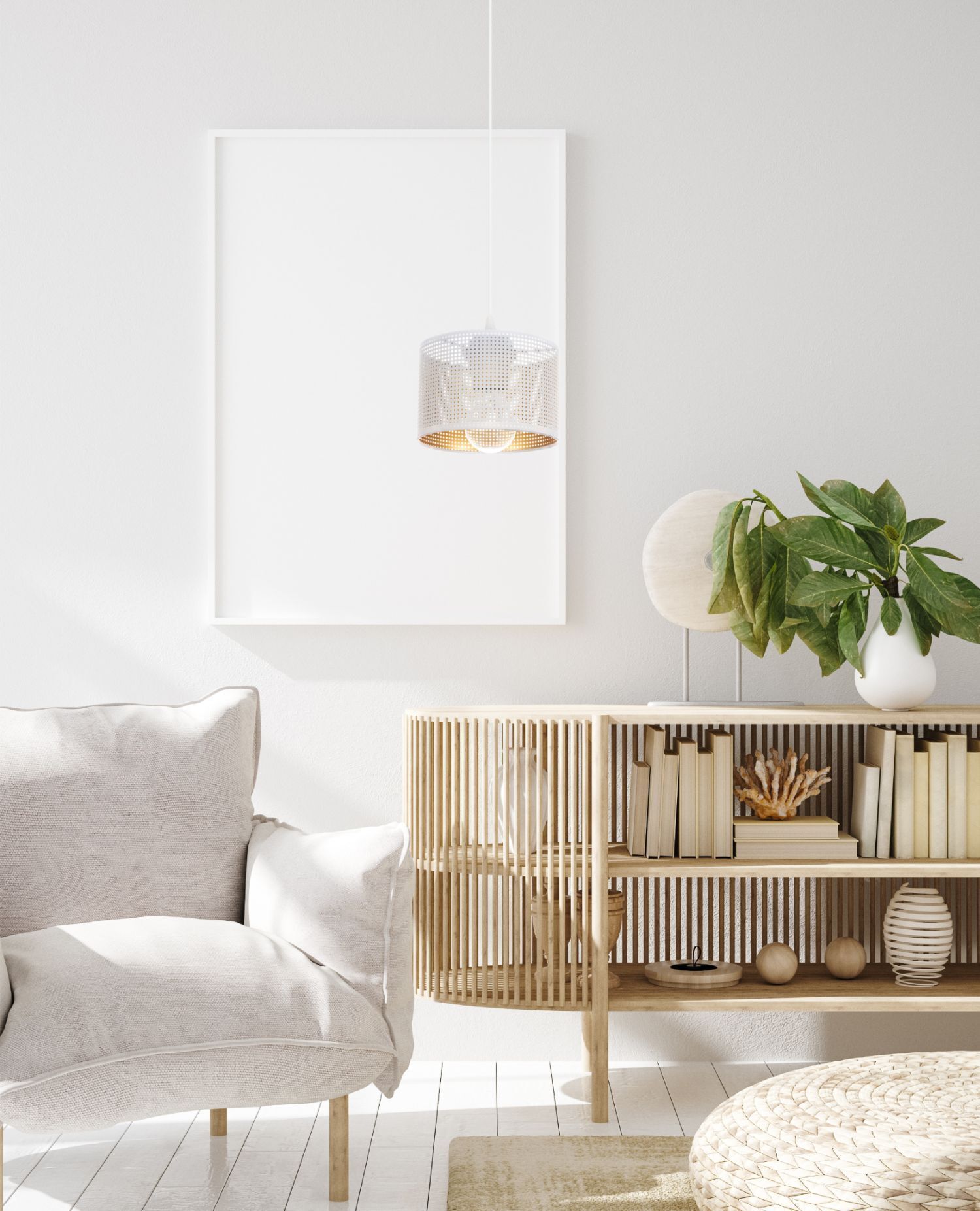 Hängelampe Metall Loft Design E27 B:15 cm Weiß Gold Drinnen, Innenarchitektur, Inneneinrichtung, Pflanze, Mobiliar