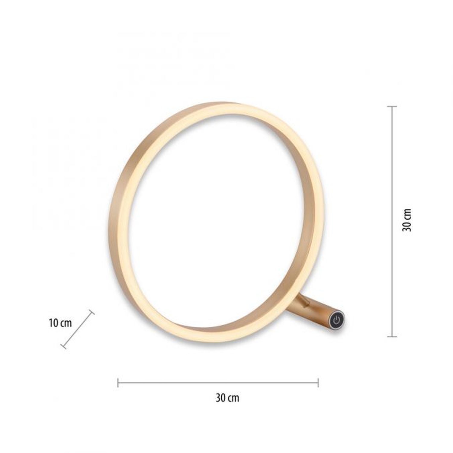 Dimmbare LED Tischlampe Touch 28 cm Ring in Messing Reifen