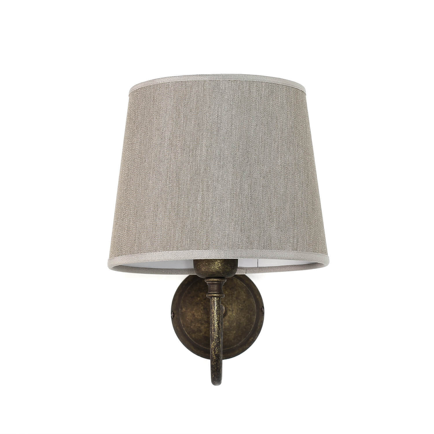 Wandleuchte aus Echt-Messing mit Stoffschirm Beige Lampe, Lampenschirm