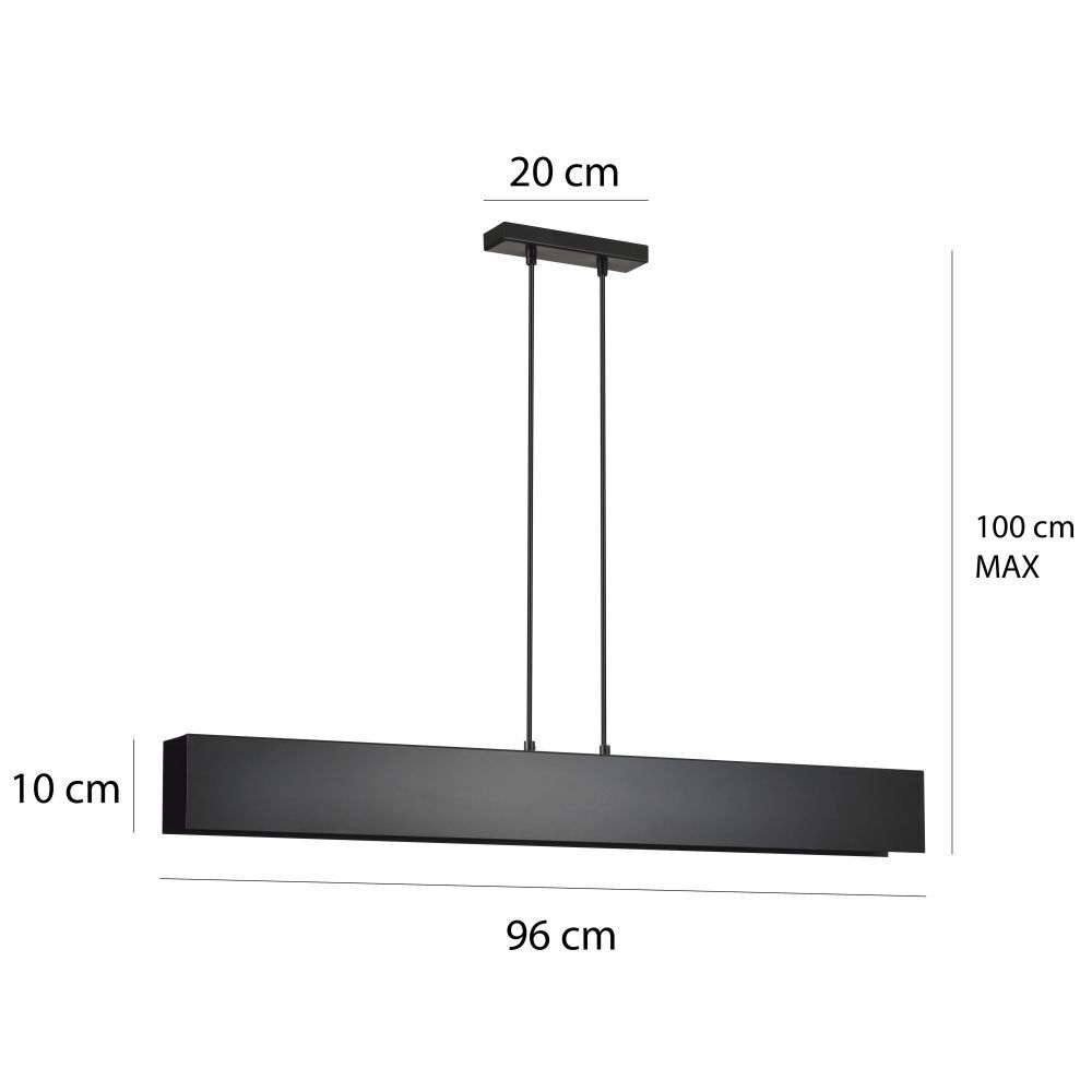 Hängelampe Schwarz verstellbar 4x E27 eckig Metall