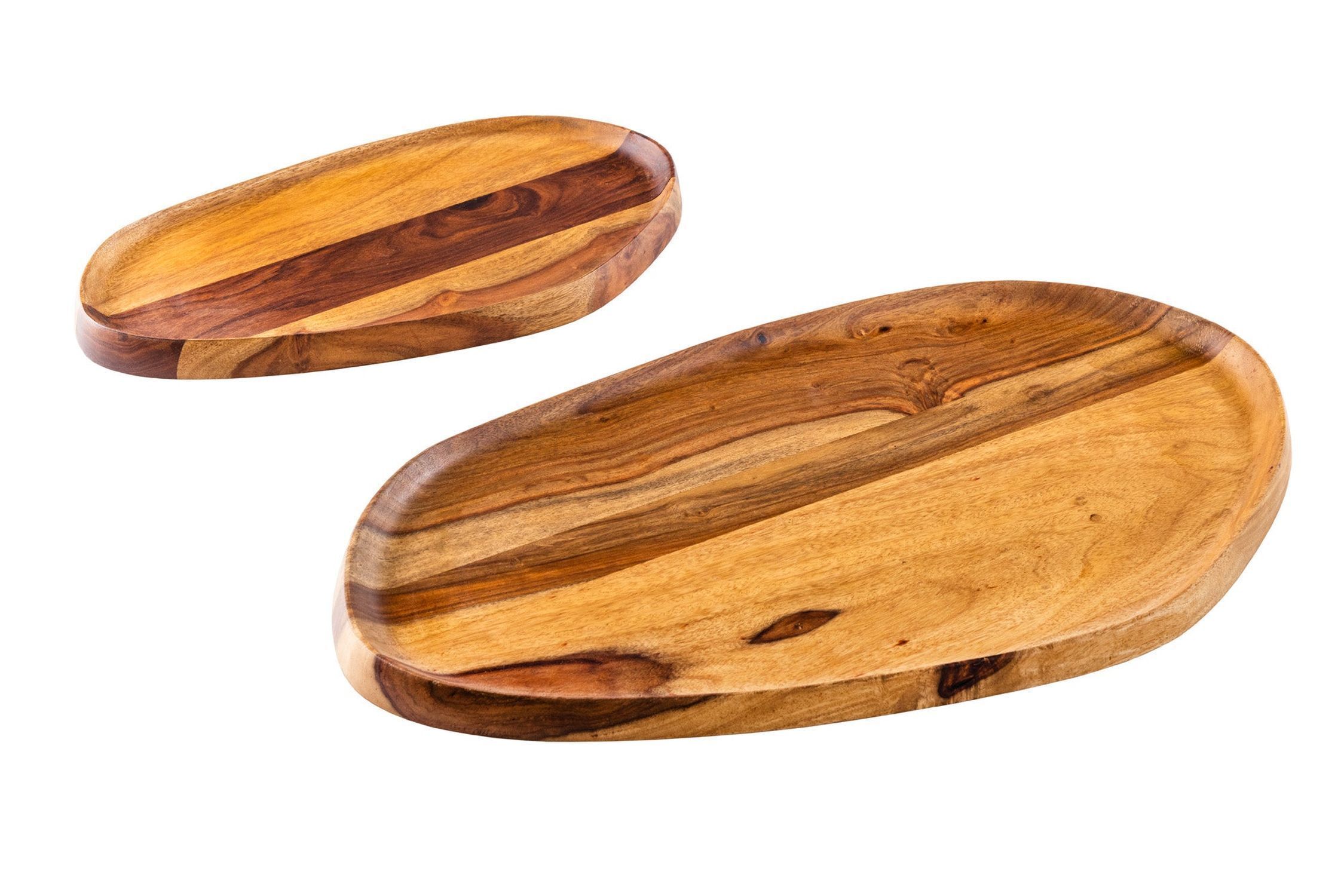 Tablett 2er Set Sheesham Holz massiv Handarbeit Holz