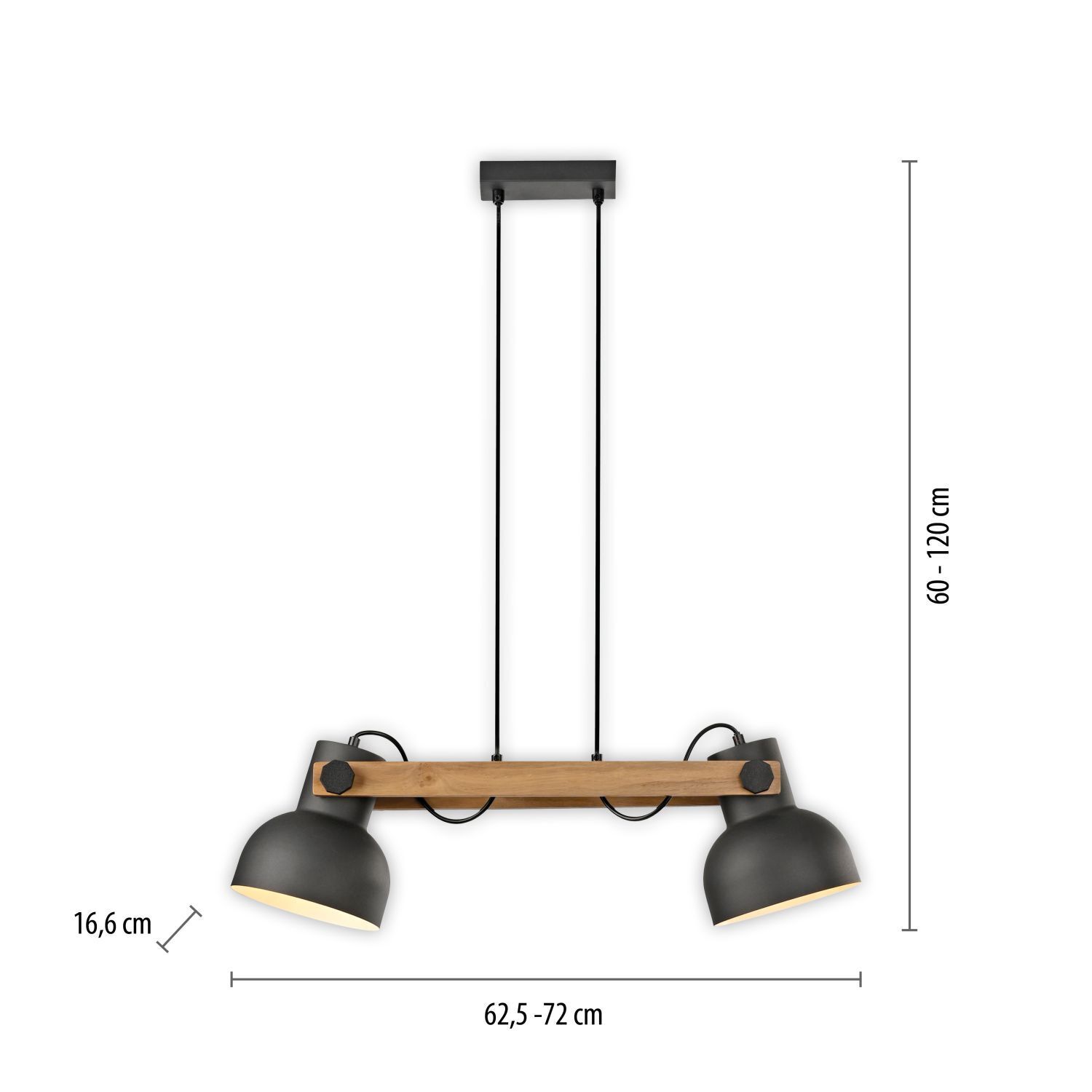 Industrial Pendelleuchte Holz Metall E27 flexibel