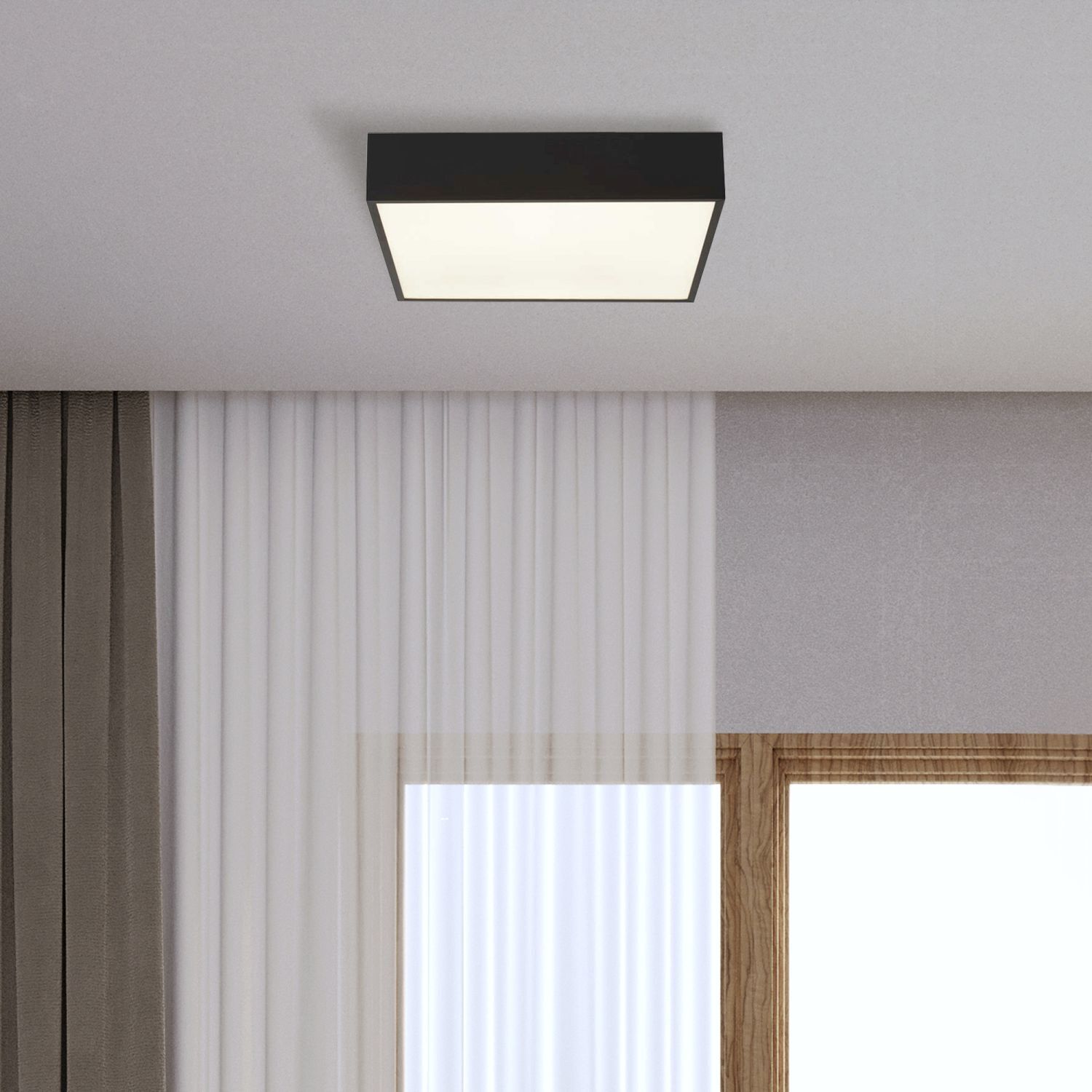 LED Deckenleuchte Aluminium IP44 B:30 cm Schwarz Weiß