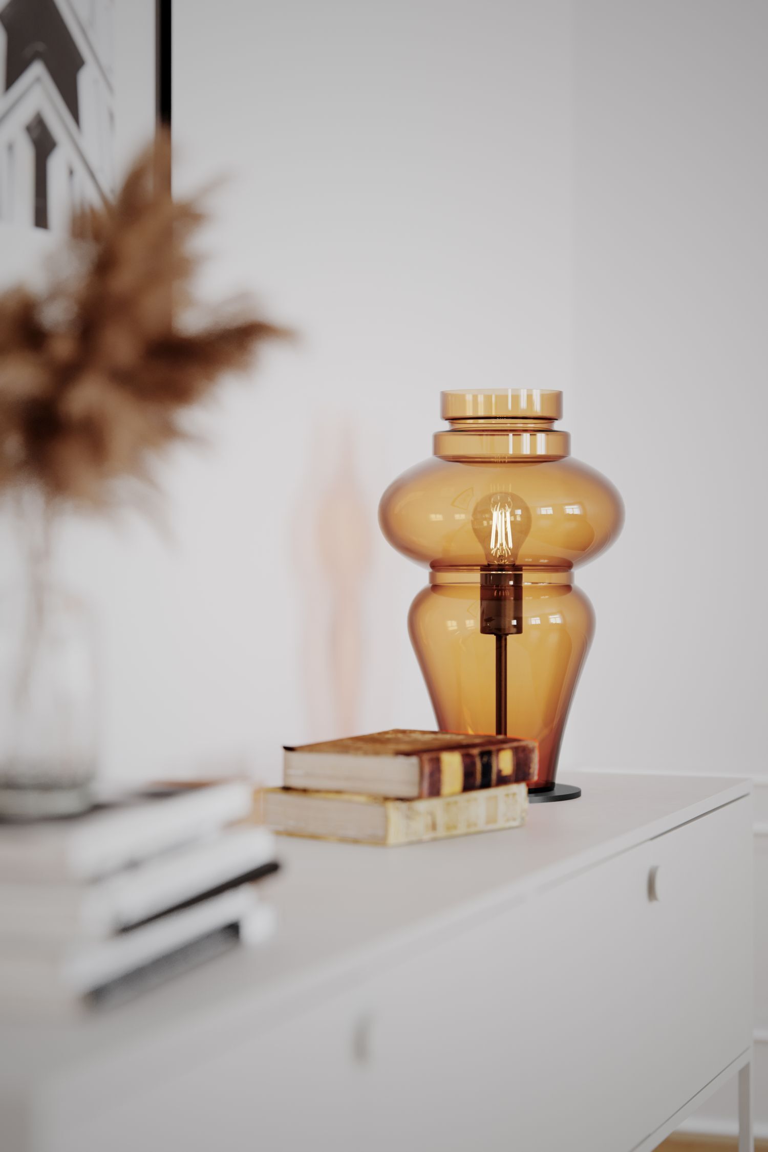 Tischlampe Rauchglas Metall 40,6 cm hoch E27 Vintage Design Krug, Lampe, Töpferei, Tischlampe, Parfüm