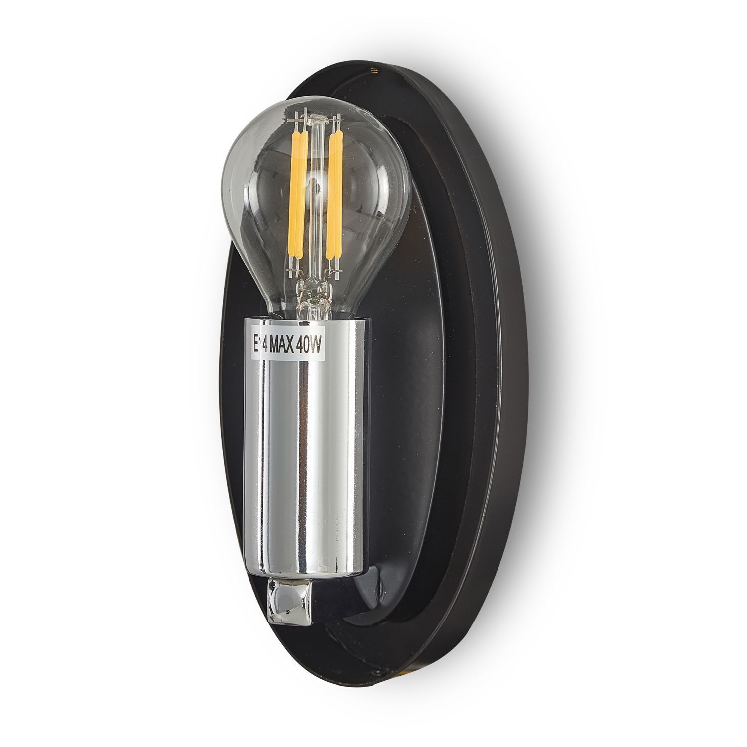 Wandlampe Metall Glas 27,5 cm hoch Chrom glänzend E14