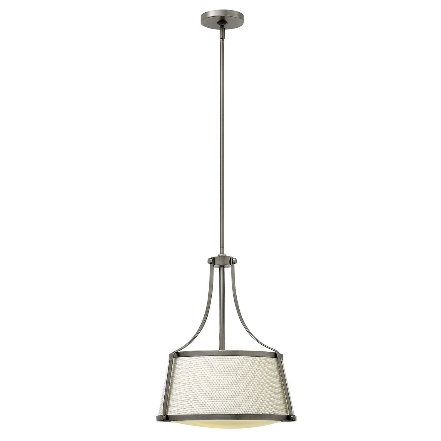 Deckenleuchte Stoff Vintage in Nickel antik Weiß E27