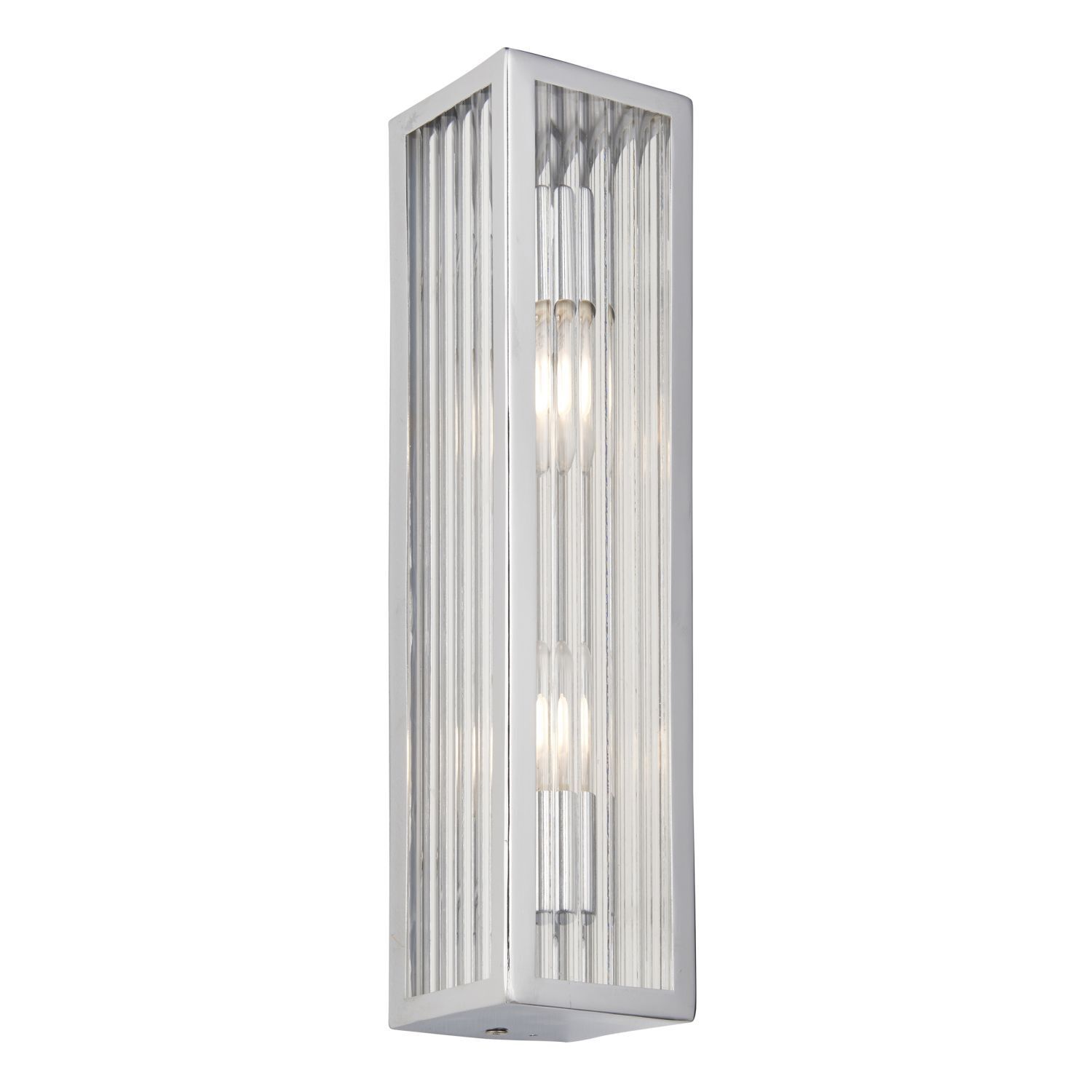 Wandleuchte Bad Glas Metall H: 31,5 cm IP44 Chrom Weiß 2x G9