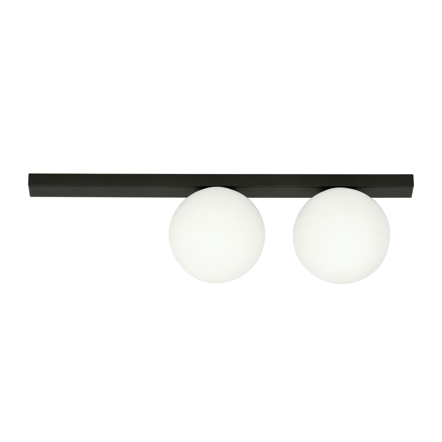 Deckenleuchte Glas Metall L: 60 cm Schwarz Weiß 2x E14
