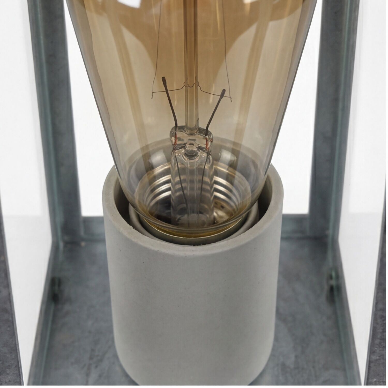 Sockelleuchte Vintage Aluminium in Zink IP44 E27 50 cm Glühlampe, Glühbirne, Kaltweiß, Standleuchte, Energiesparlampe