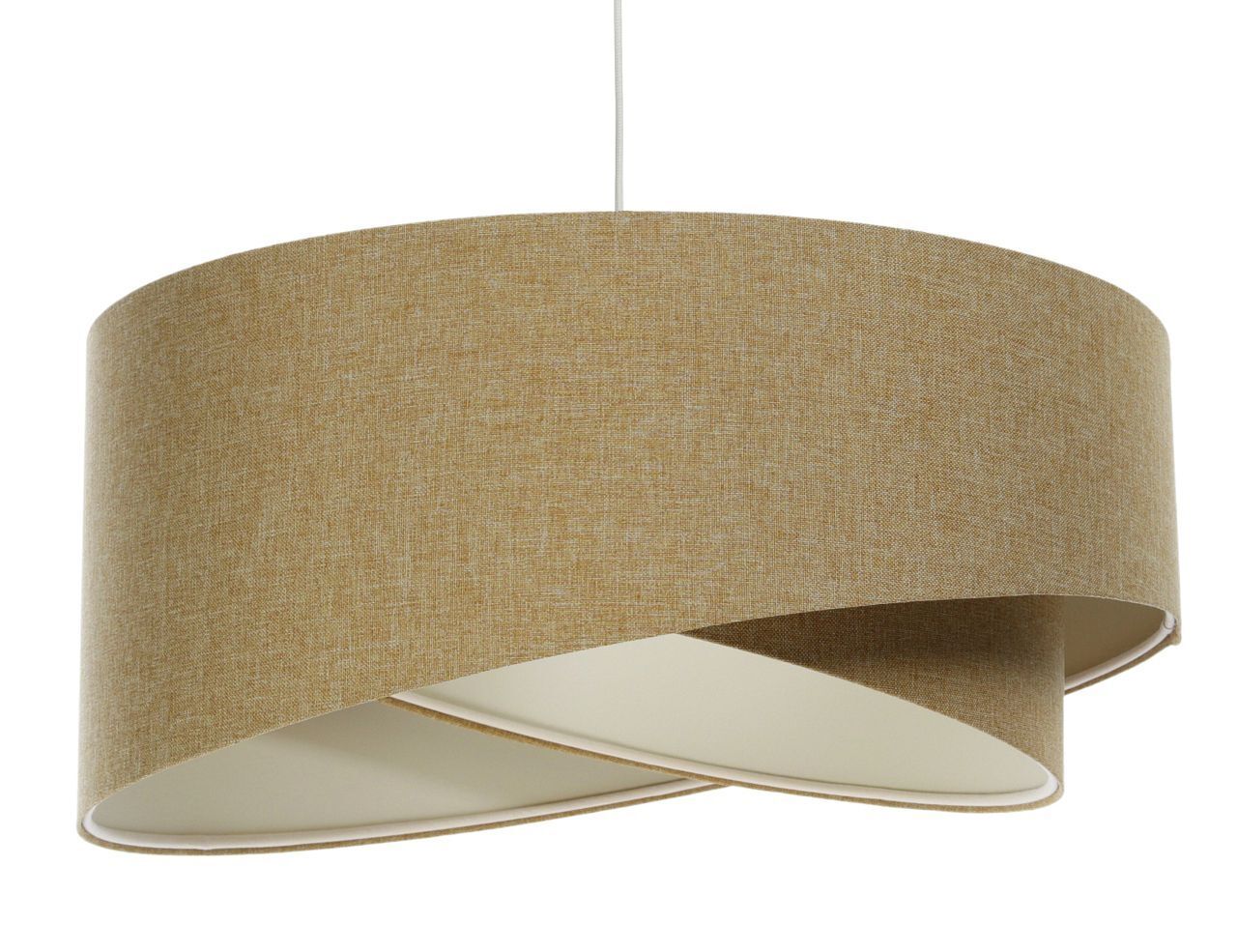 Hängeleuchte Stoff E27 D: 45 cm rund Beige Stoff Modern Lampe, Lampenschirm