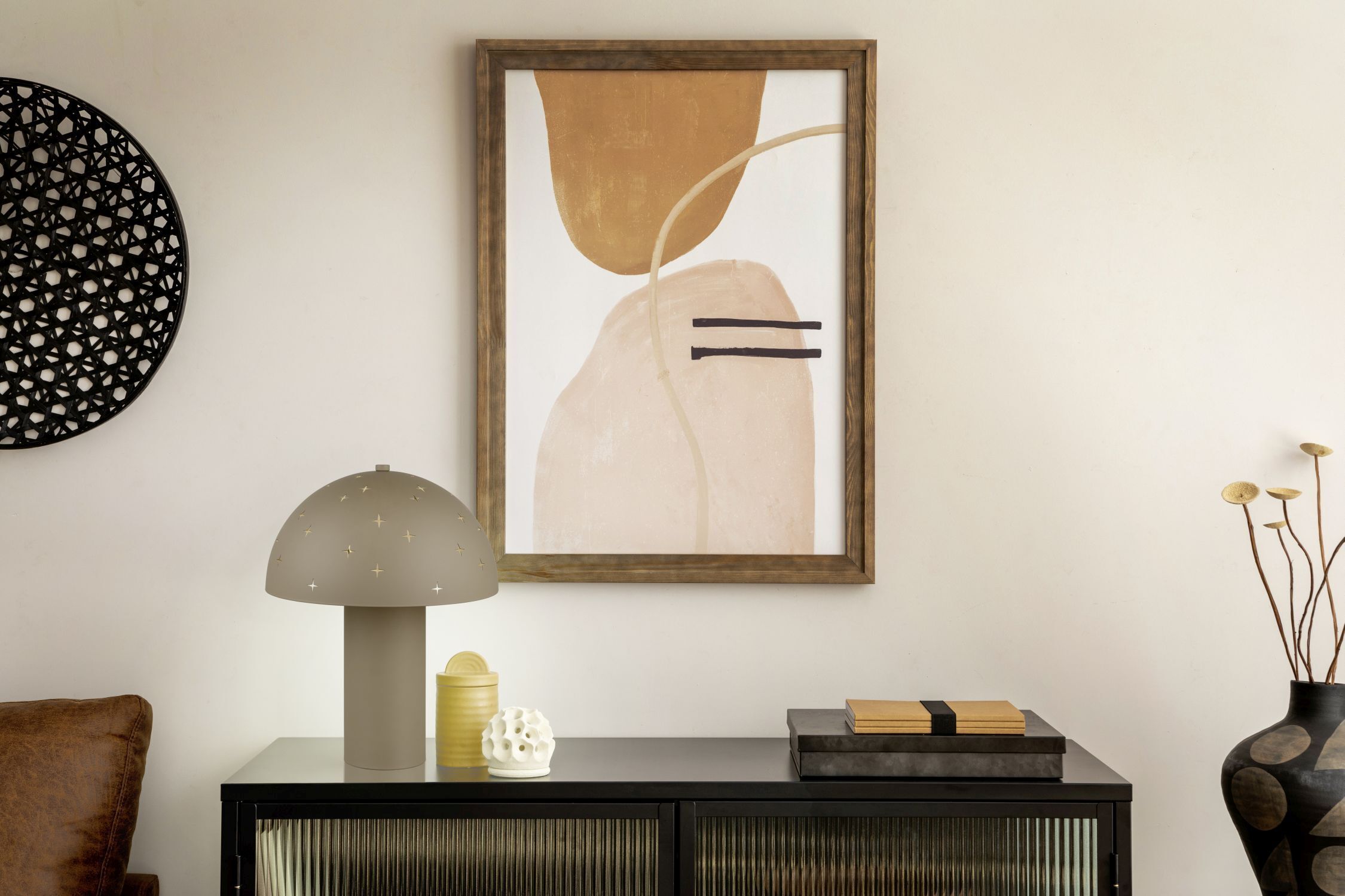 Stylische Tischlampe Taupe Metall E14 32,5 cm Sterne Drinnen, Innenarchitektur, Lampe, Kunst, Malerei