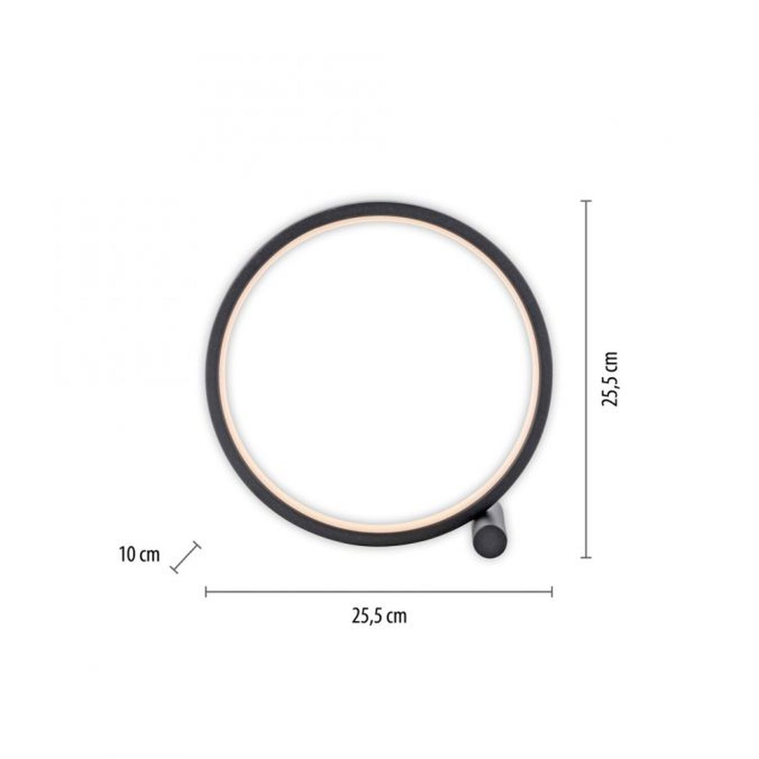 LED Tischlampe Schwarz Metall Ring H:25,5 cm 1290 lm