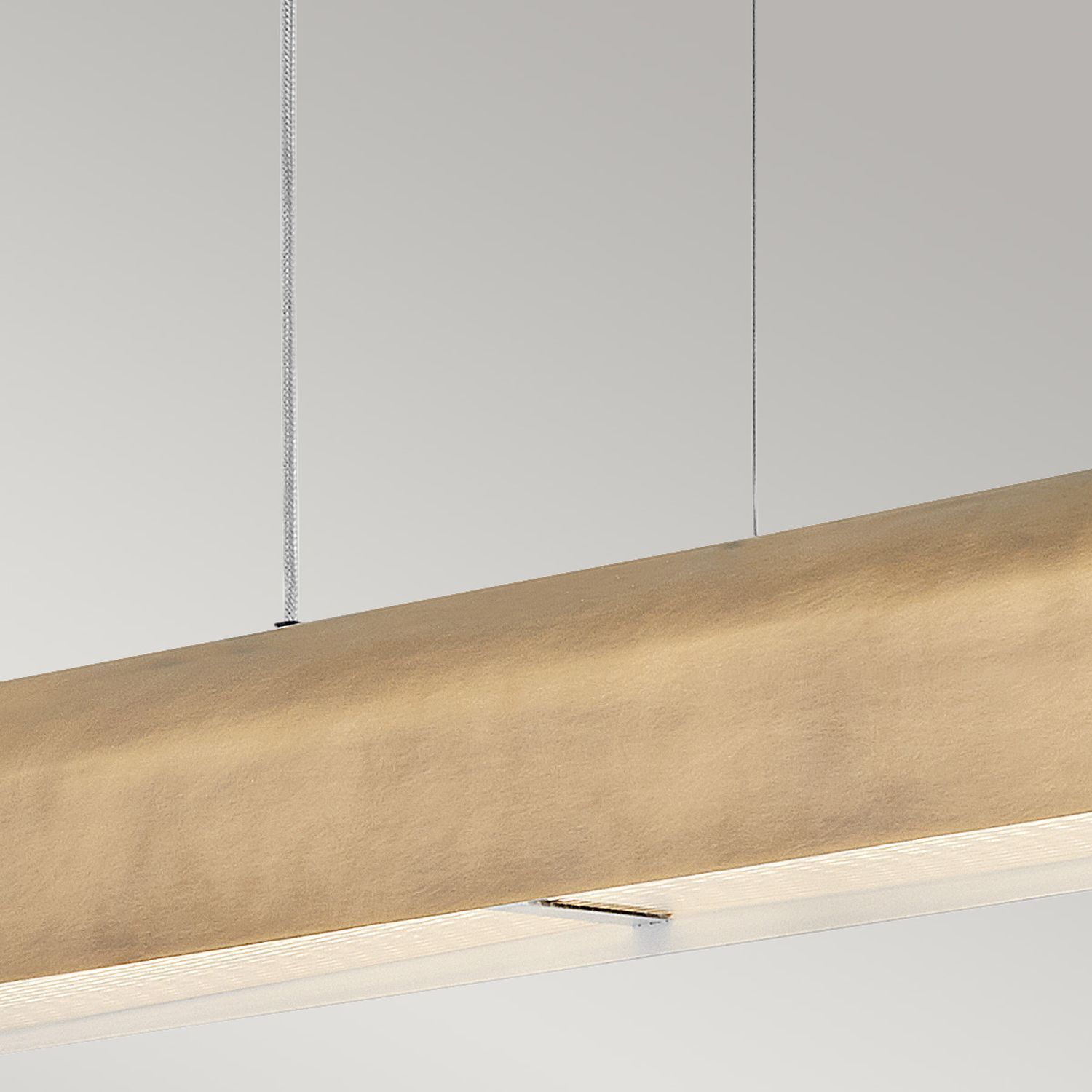 LED Hängelampe Metall Riffelglas L: 116,8 cm Modern in Messing Sperrholz, Holz, Drinnen, Innenarchitektur