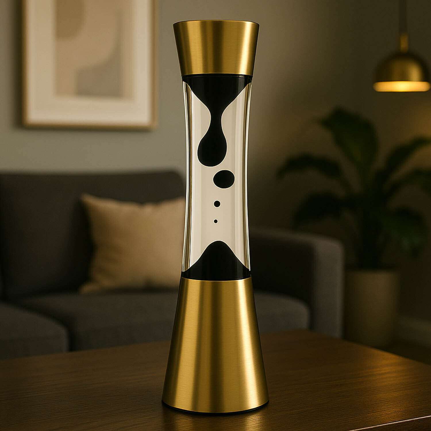 Lavalampe Retro Gold Schwarz 39 cm SANDRO