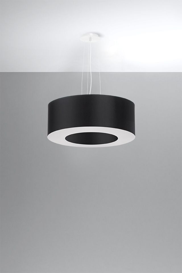 Hängelampe rund Ø 50 cm Schwarz Stoff Modern SANNY