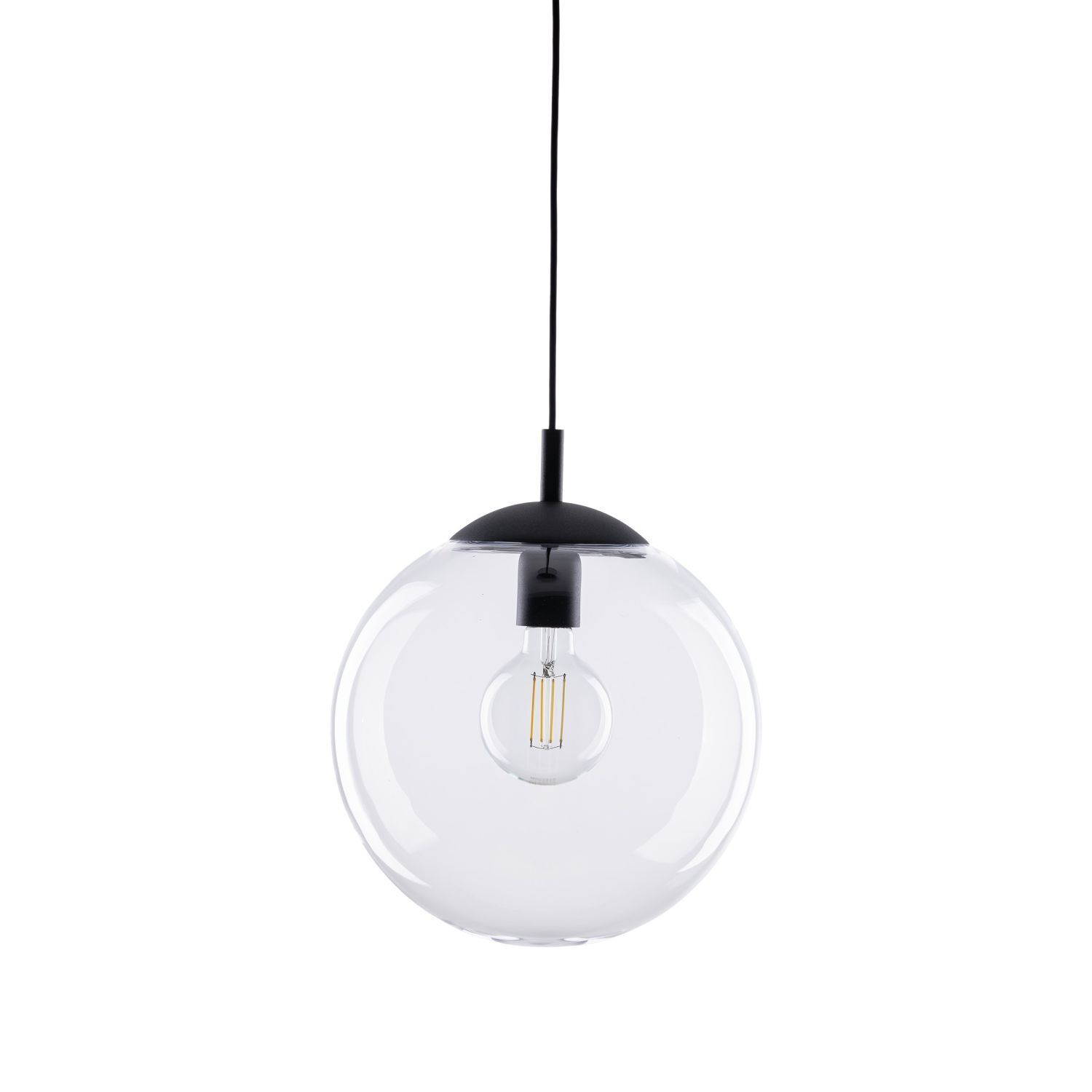 Hängelampe Glas rund Ø 35 cm H: max. 175 cm E27 Kugel Schirm
