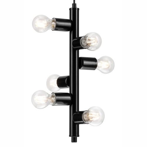 Schwarze Pendelleuchte Metall 6-flmg Esstisch