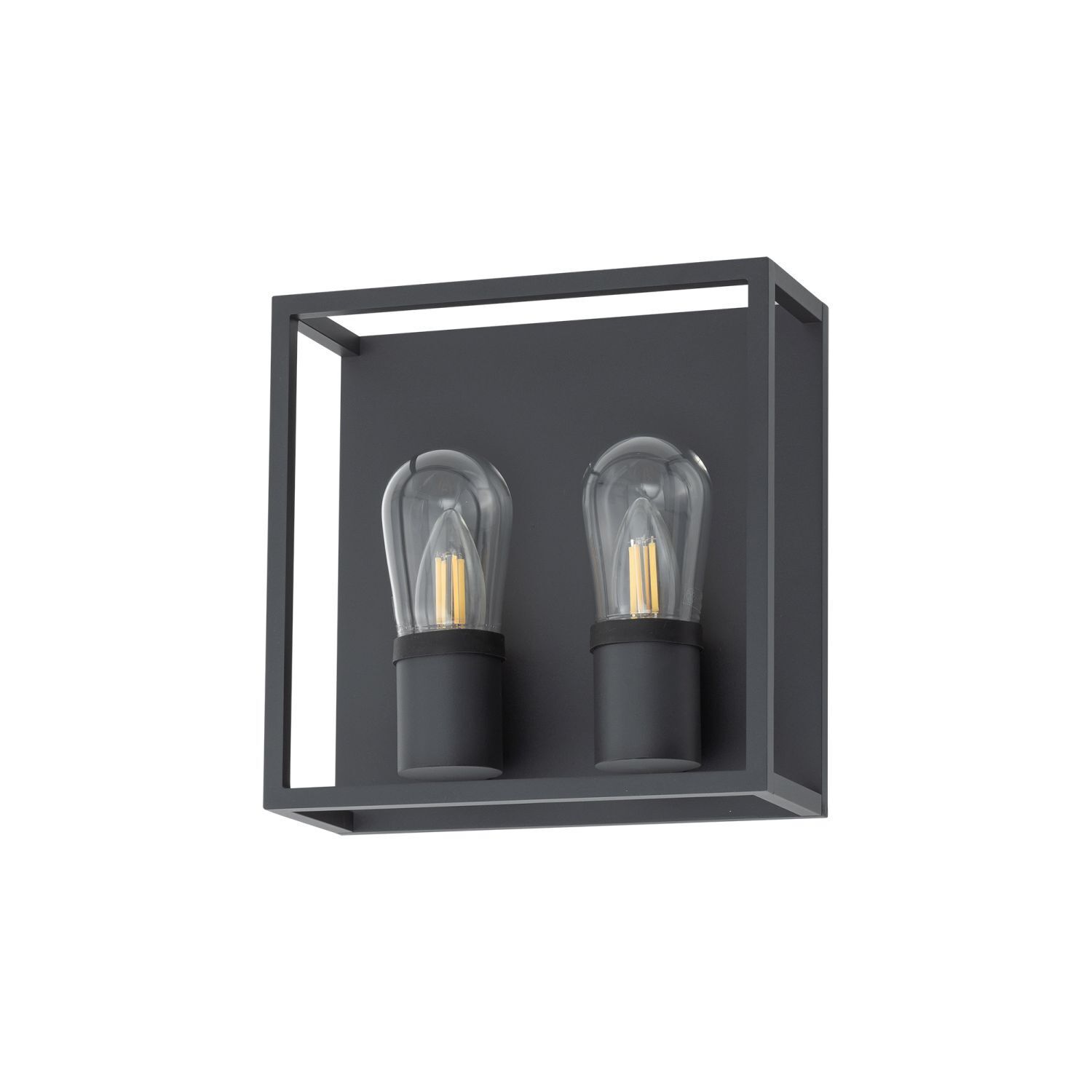 Wandleuchte außen 2-flammig IP54 Graphit E14 Glas Aluminium