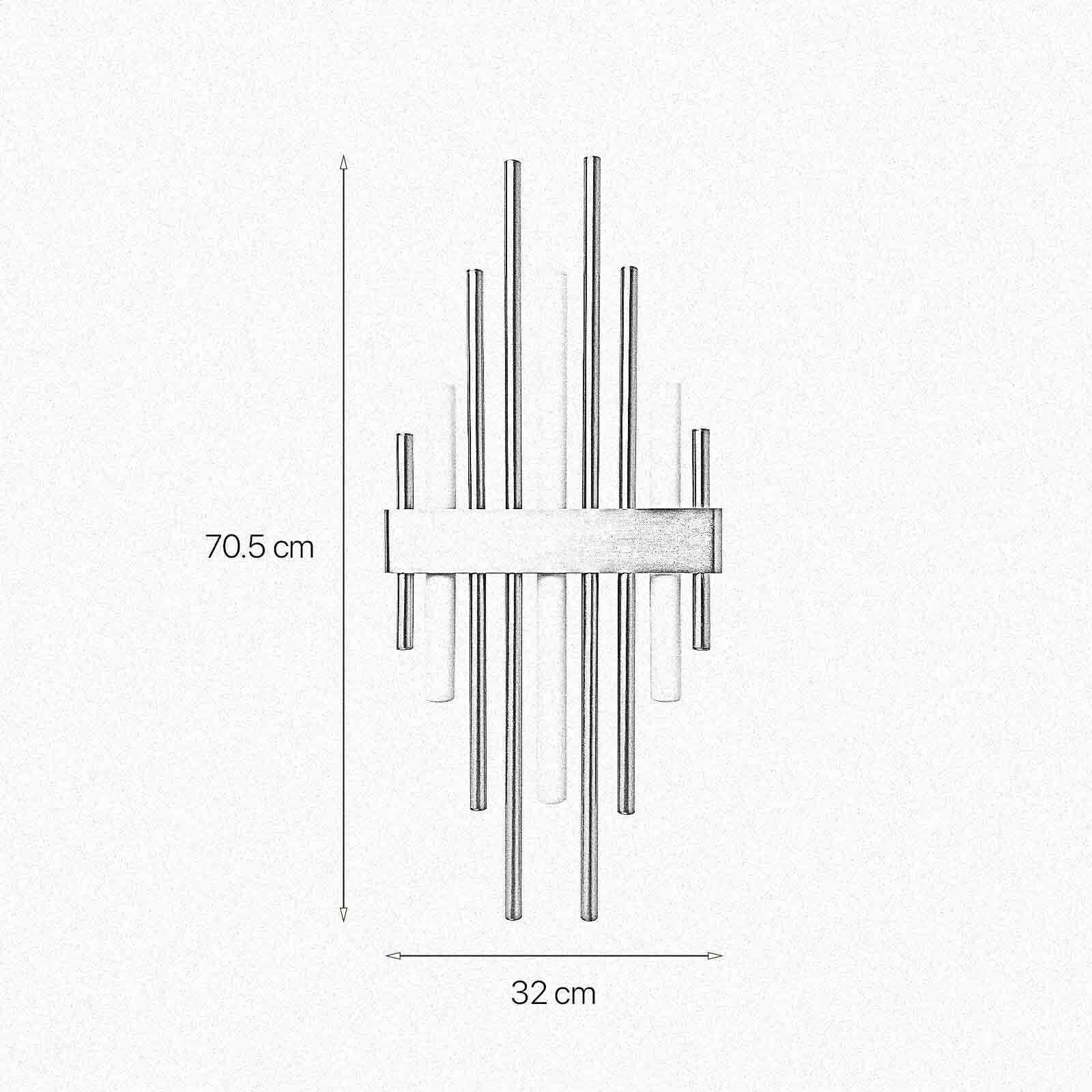 Art Déco Wandleuchte 70,5cm hoch Messing massiv 3x S14d