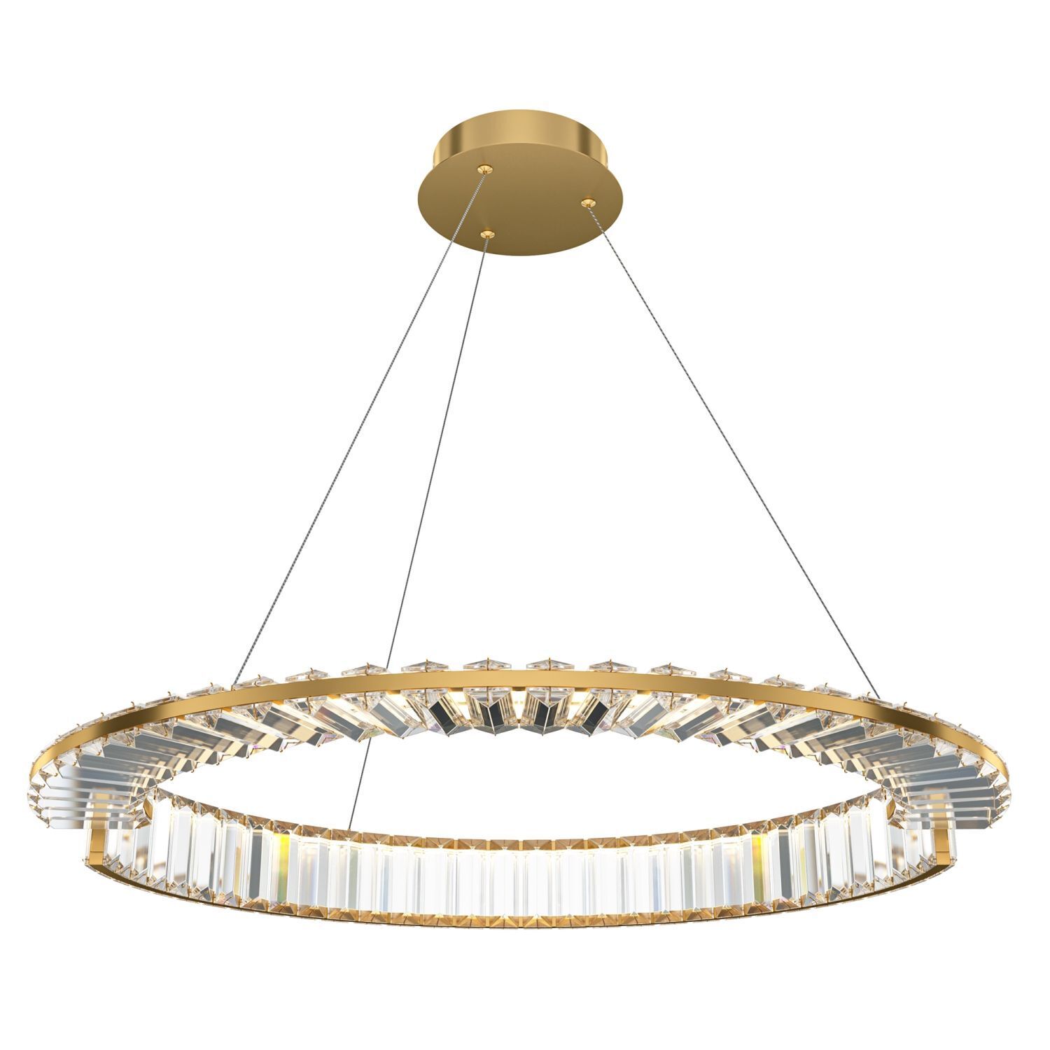 LED Kronleuchter Kristall Metall rund D: 62 cm in Gold