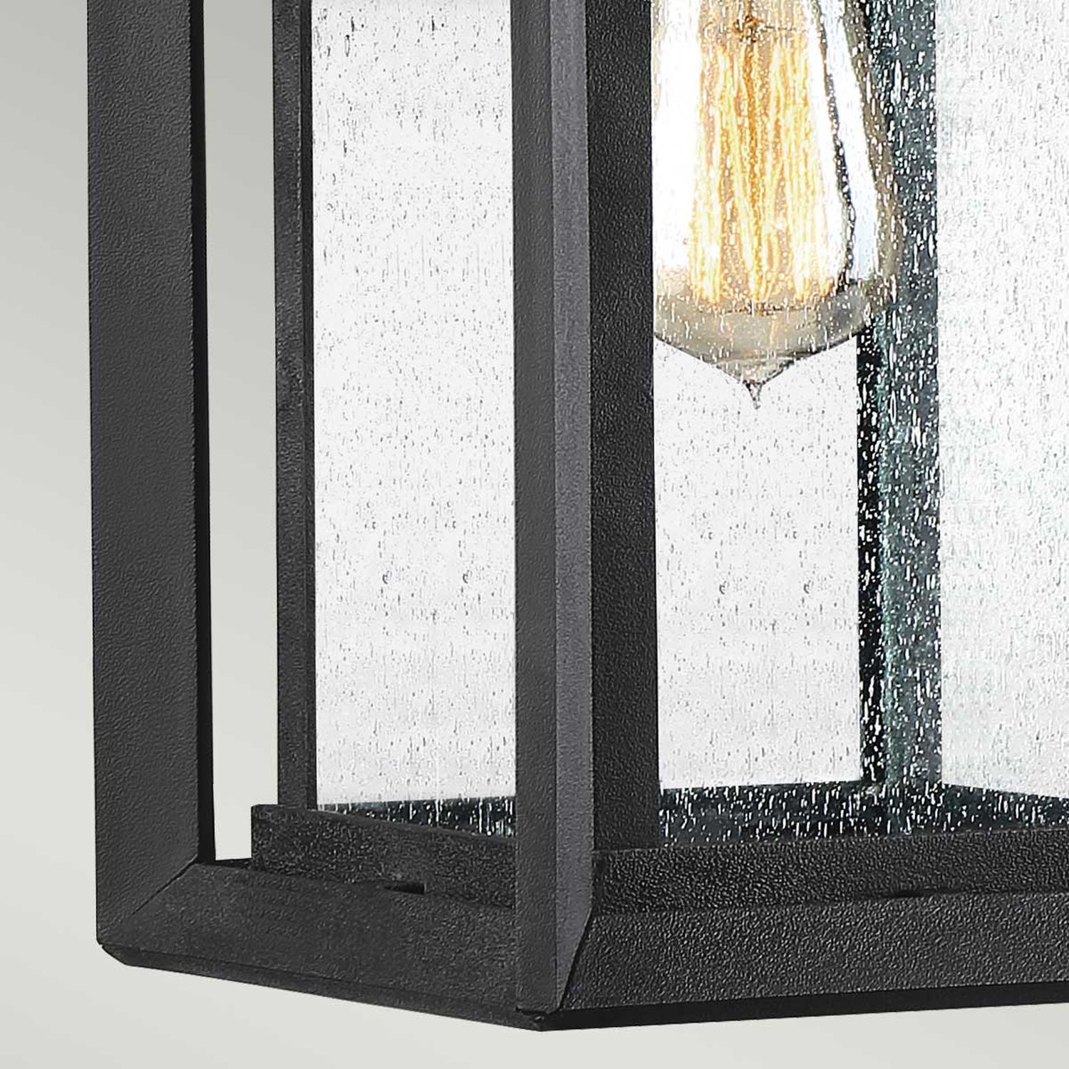 Außenwandlampe Schwarz Vintage E27 IP44 H: 35,7 cm Regenglas