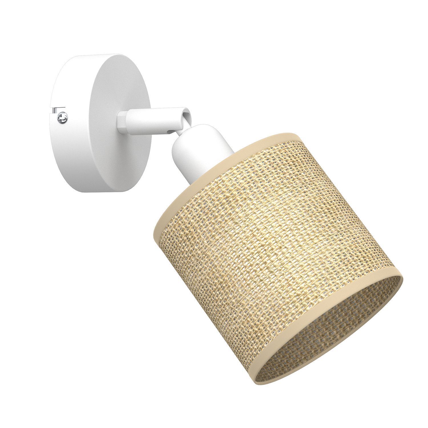 Verstellbarer Wandstrahler Jute Metall Weiß H:20 cm E27