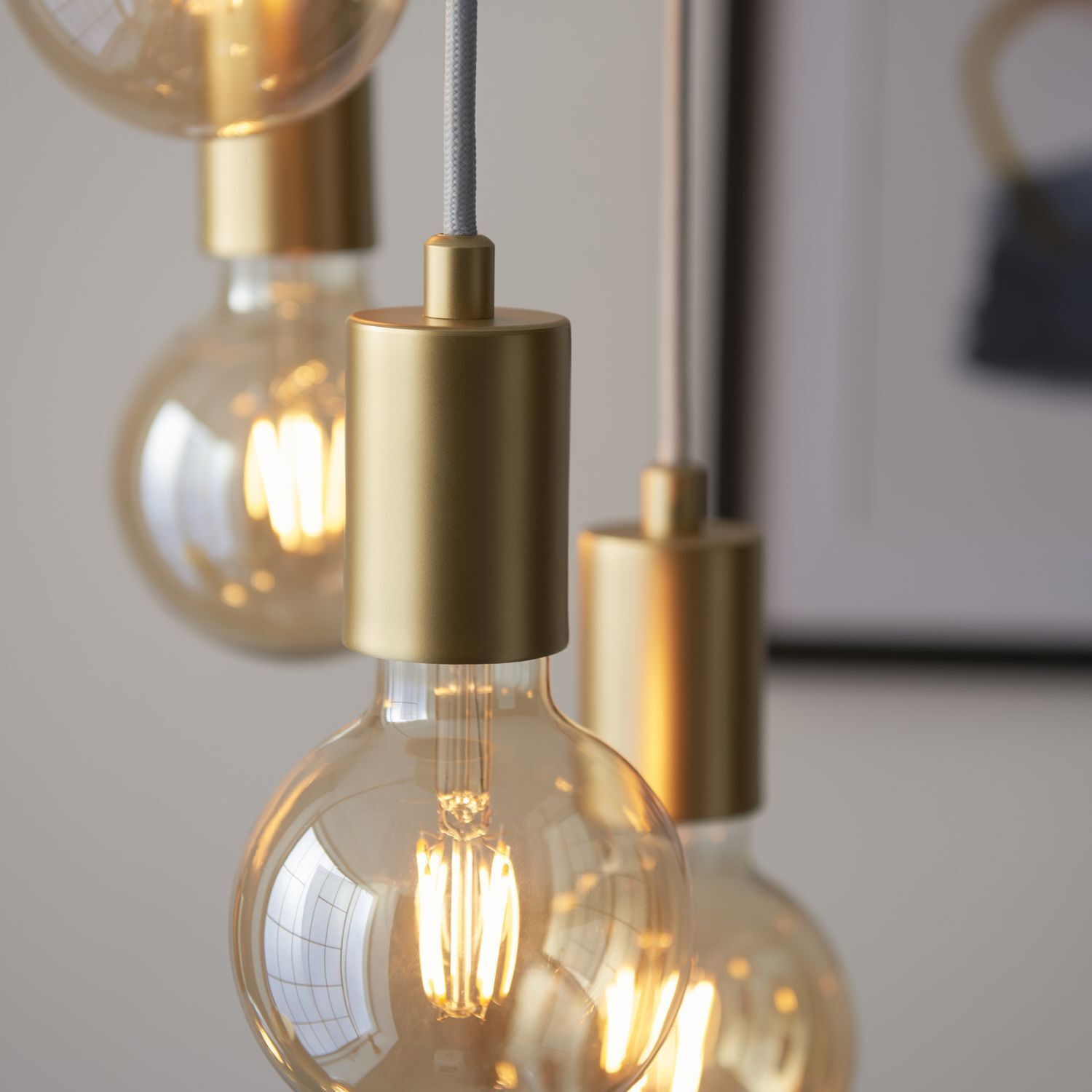 Hängelampe Metall in Gold verstellbar Retro Design für 6x E27
