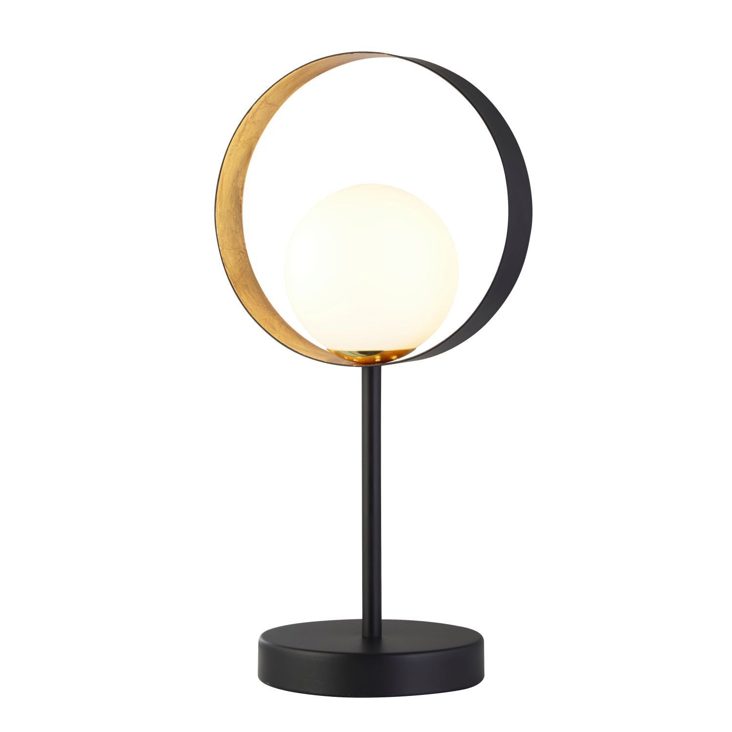 Tischlampe Metall Glas 36 cm hoch G9 Schwarz Weiß Gold