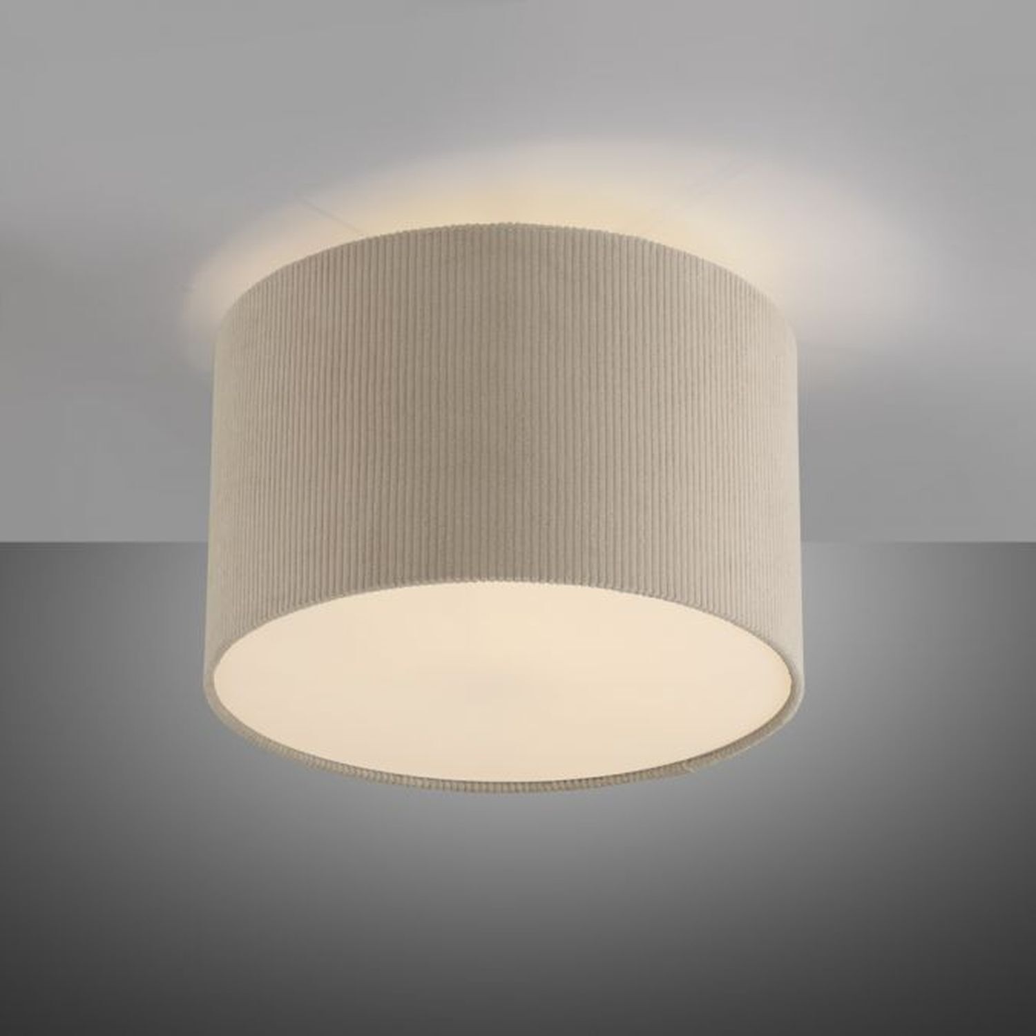 Stoff Deckenlampe blendarm Beige E27 Ø35 cm gemütlich Deckenleuchte, Lampe
