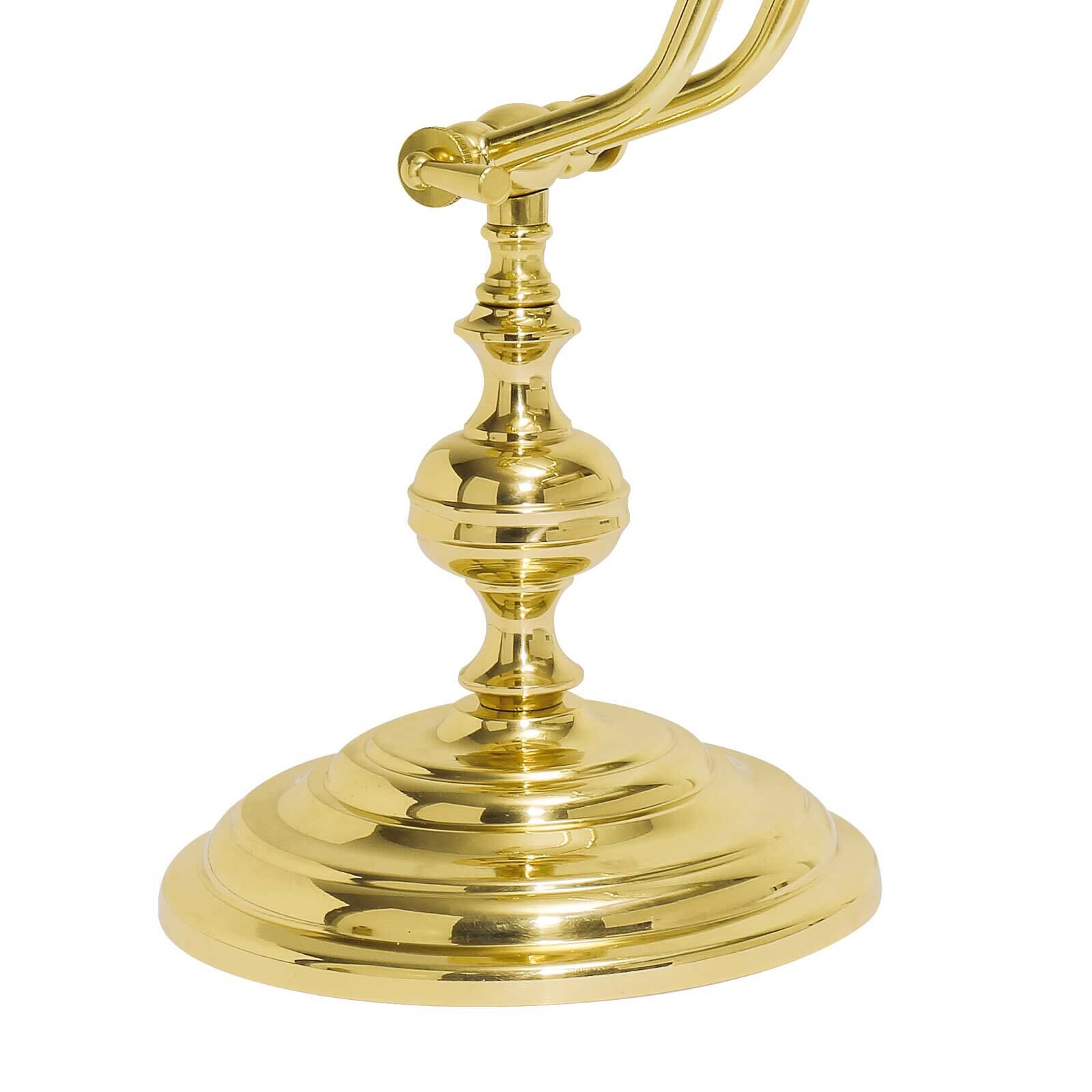 Schreibtischlampe Messing poliert 38 cm schwenkbar E14