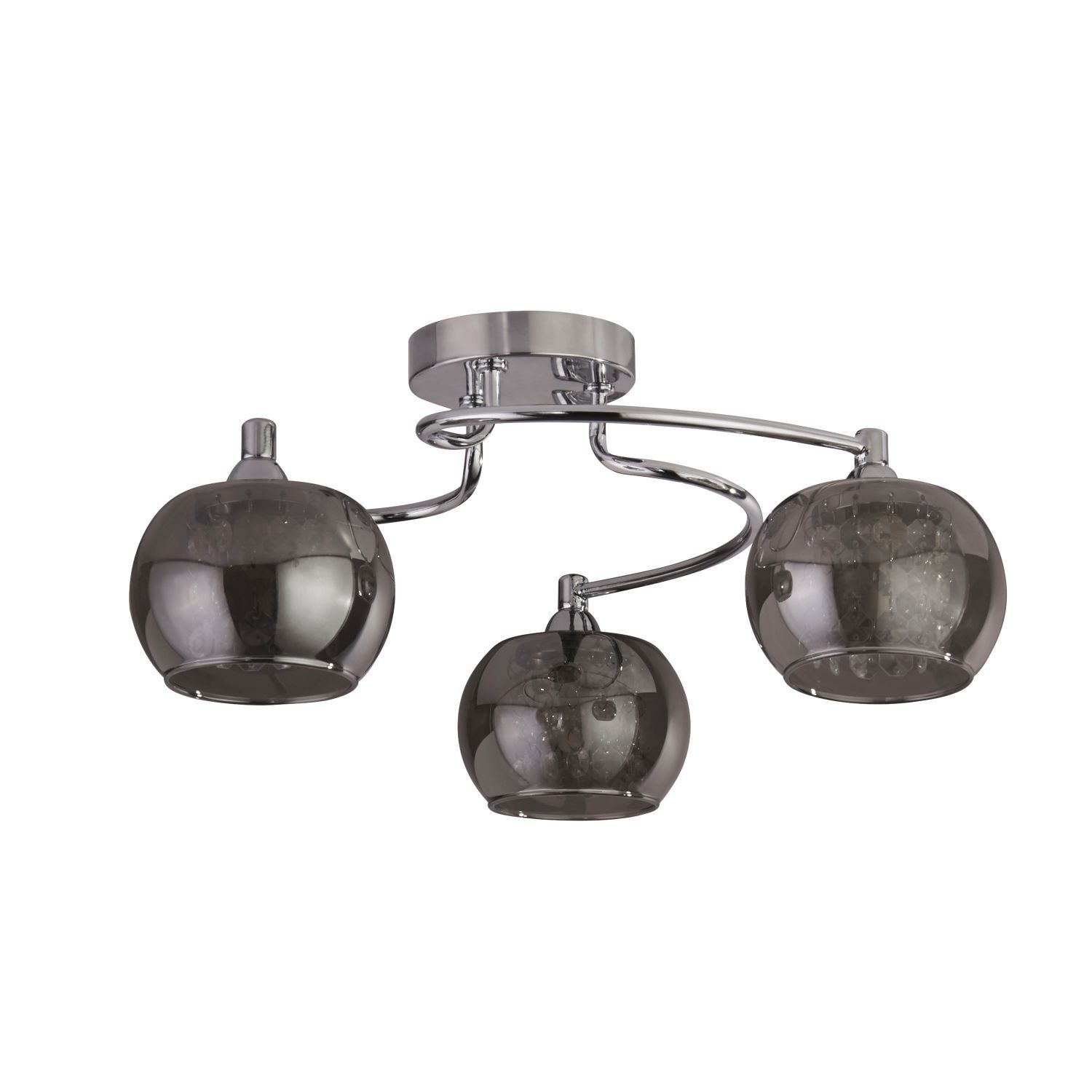 Deckenlampe 3-flammig Chrom Rauchgrau G9 Glas Metall