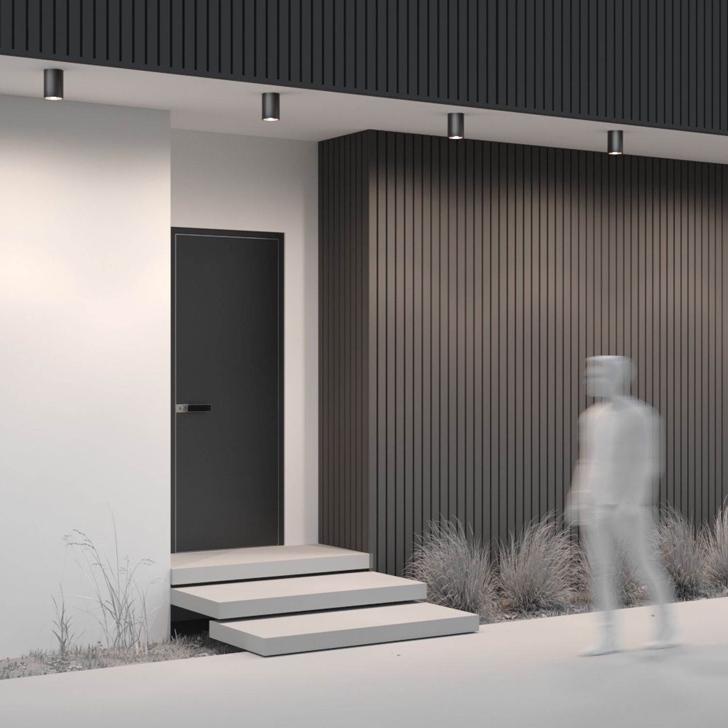 Drinnen, Innenarchitektur, Paneele aus Holz, Lampe, Tür