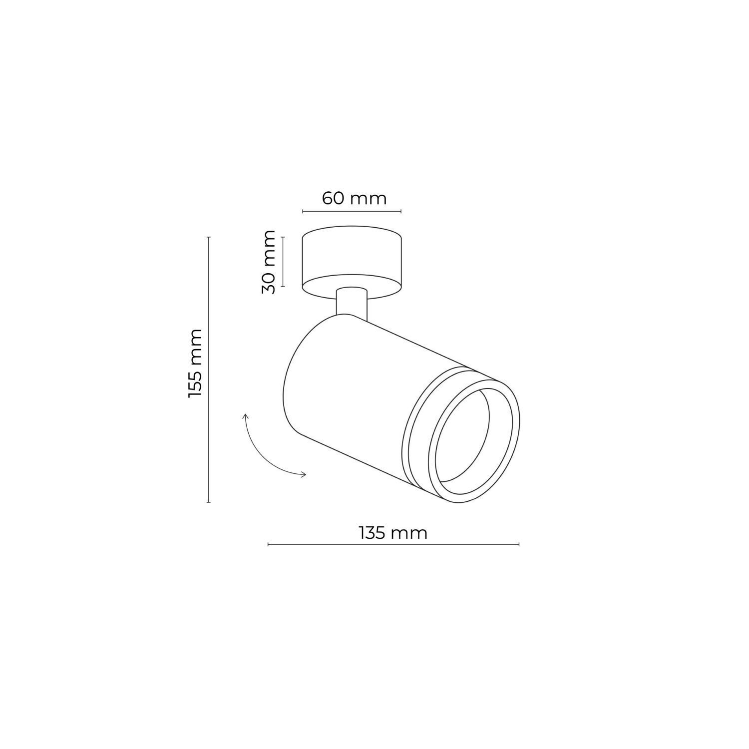 Deckenlampe Metall GU10 Ø 5,5 cm H: 13,5 cm schwenkbar