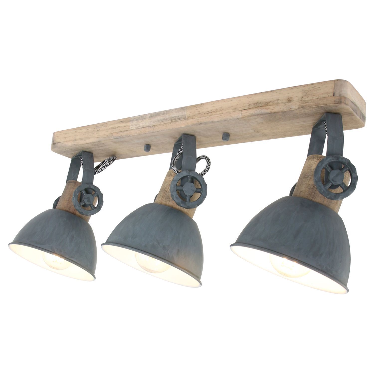 Deckenstrahler Holz Metall Grau 59 cm E27 beweglich Leuchte, Beleuchtung, Lampe