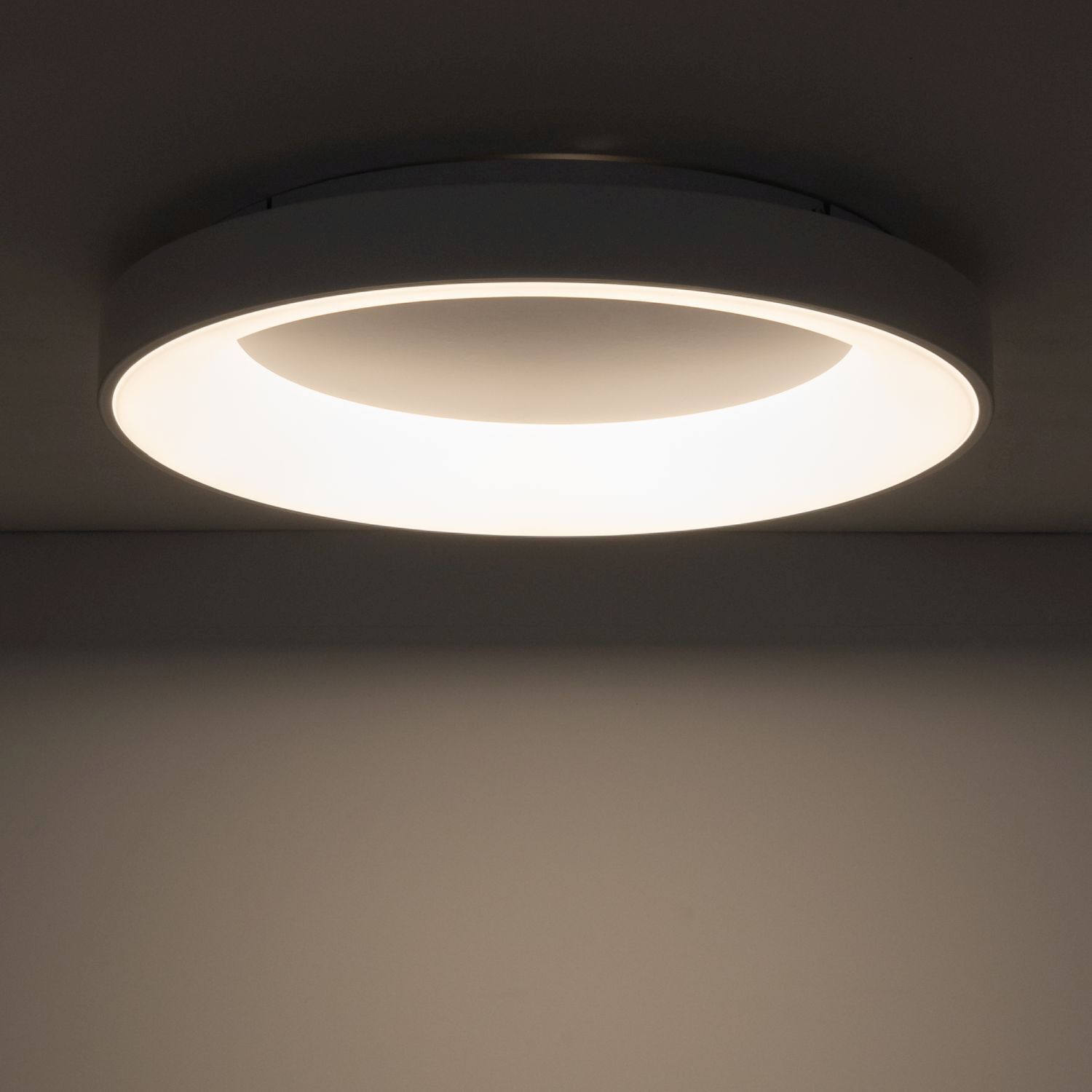 LED Deckenlampe Weiß Metall Ø60 cm rund 3000 K warmweiß