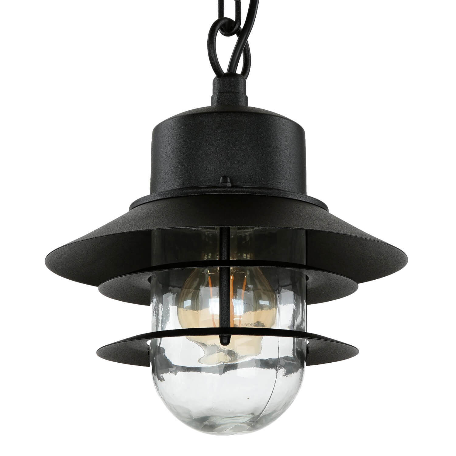 Außenleuchte IP44 E27 Schwarz Glas Edelstahl Maritim Lampe, Leuchte, Kronleuchter