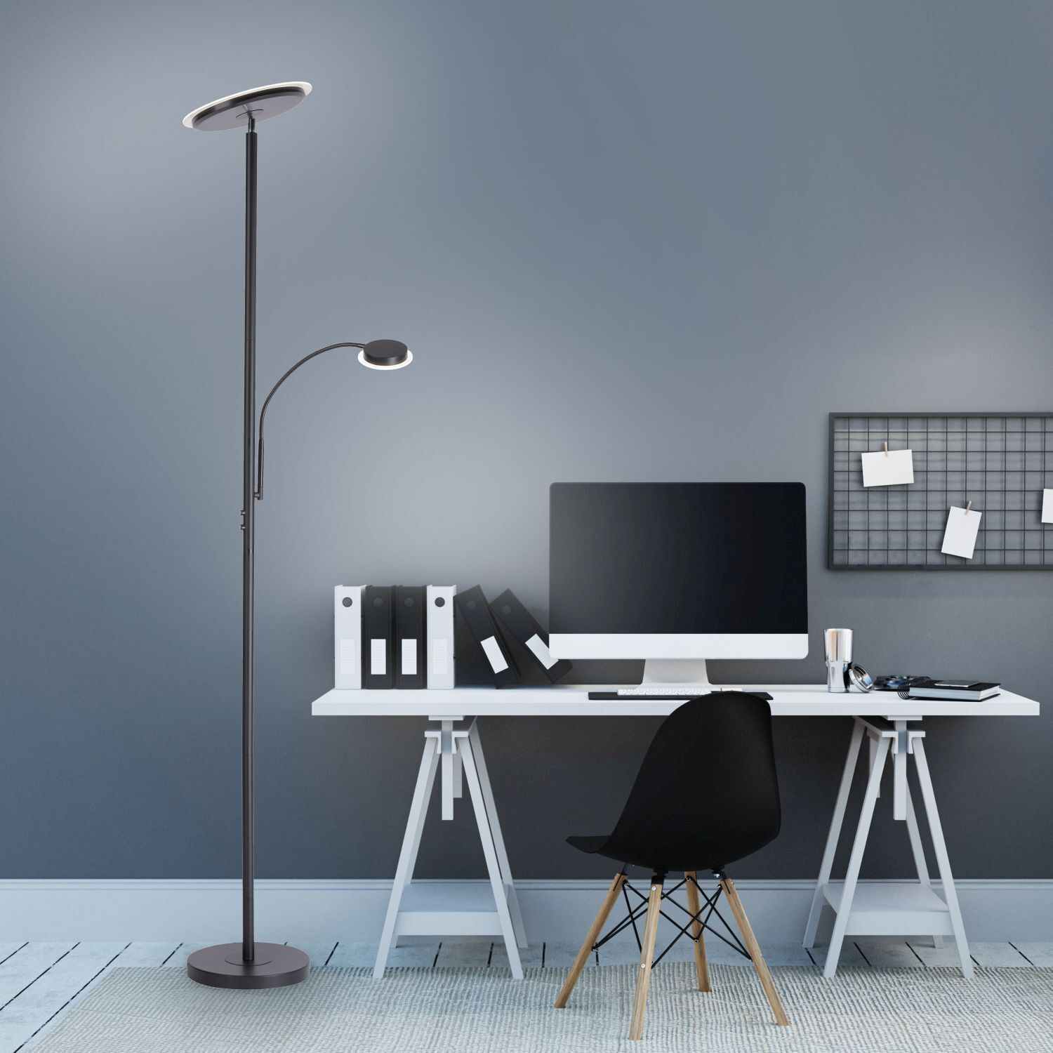 Dimmbarer LED Deckenfluter Schwarz Touch 193 cm Lesearm Lampe, Mobiliar, Tabelle, Schreibtisch, Überwachen